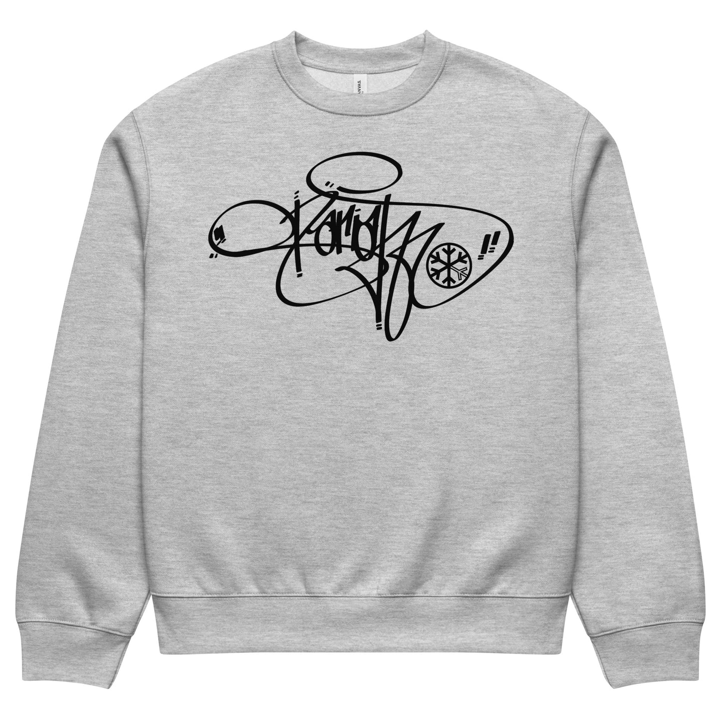 Gray-Pariah Tag Sweatshirt by Graffiti Dad from B.Different Clothing, front view, graffiti-inspired streetwear, oversized heavyweight