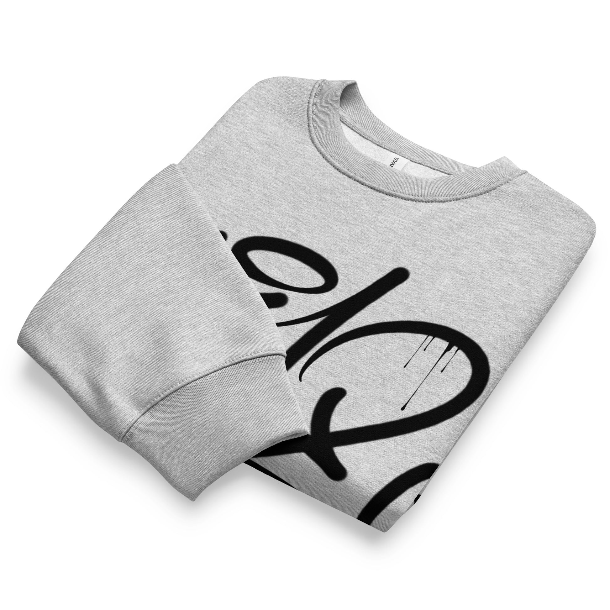 Gray-1312 Graffiti Tag Sweatshirt by Caos One from B.Different Clothing, front view, graffiti-inspired streetwear, oversized heavyweight