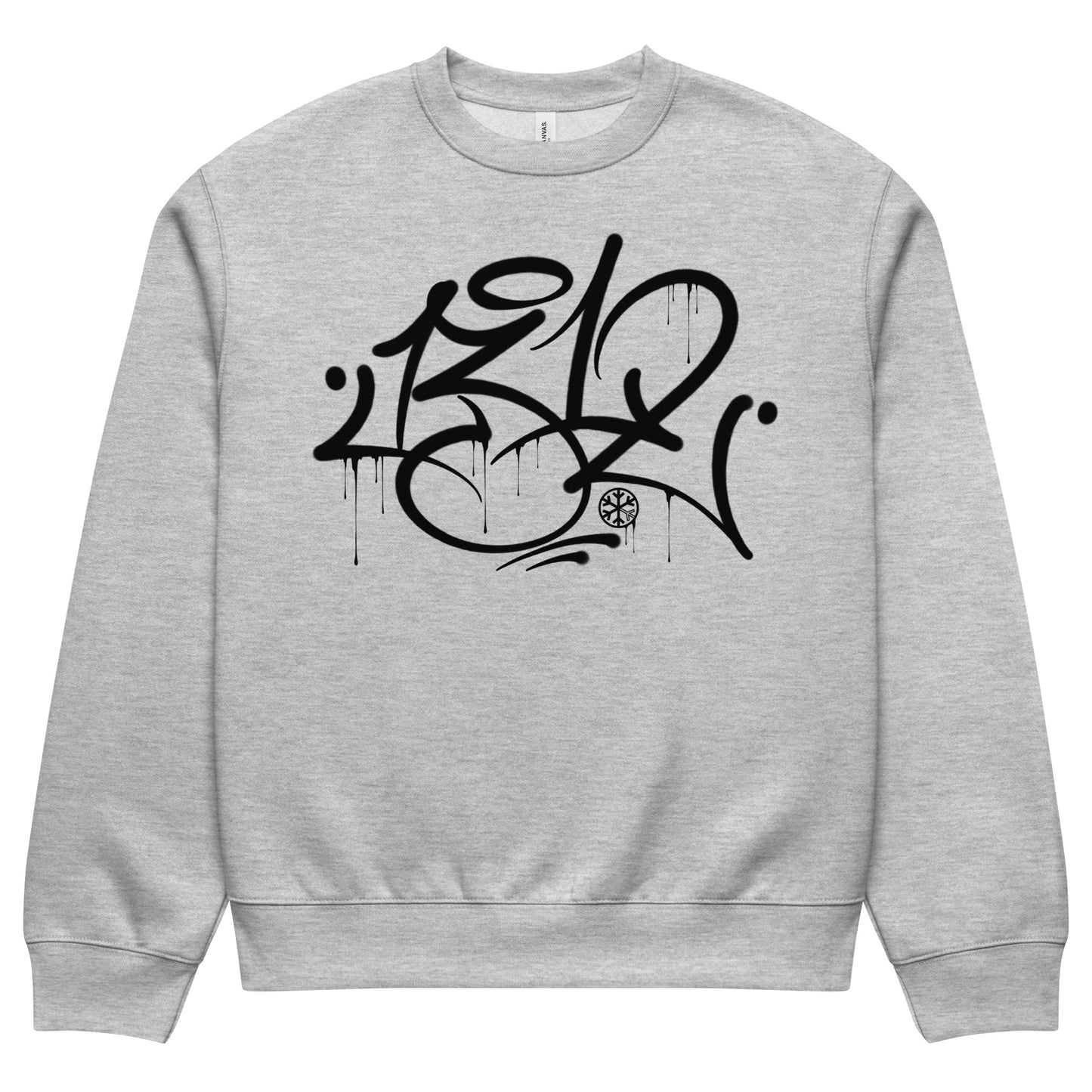 Gray-1312 Graffiti Tag Sweatshirt by Caos One from B.Different Clothing, folded, graffiti-inspired streetwear, oversized heavyweight