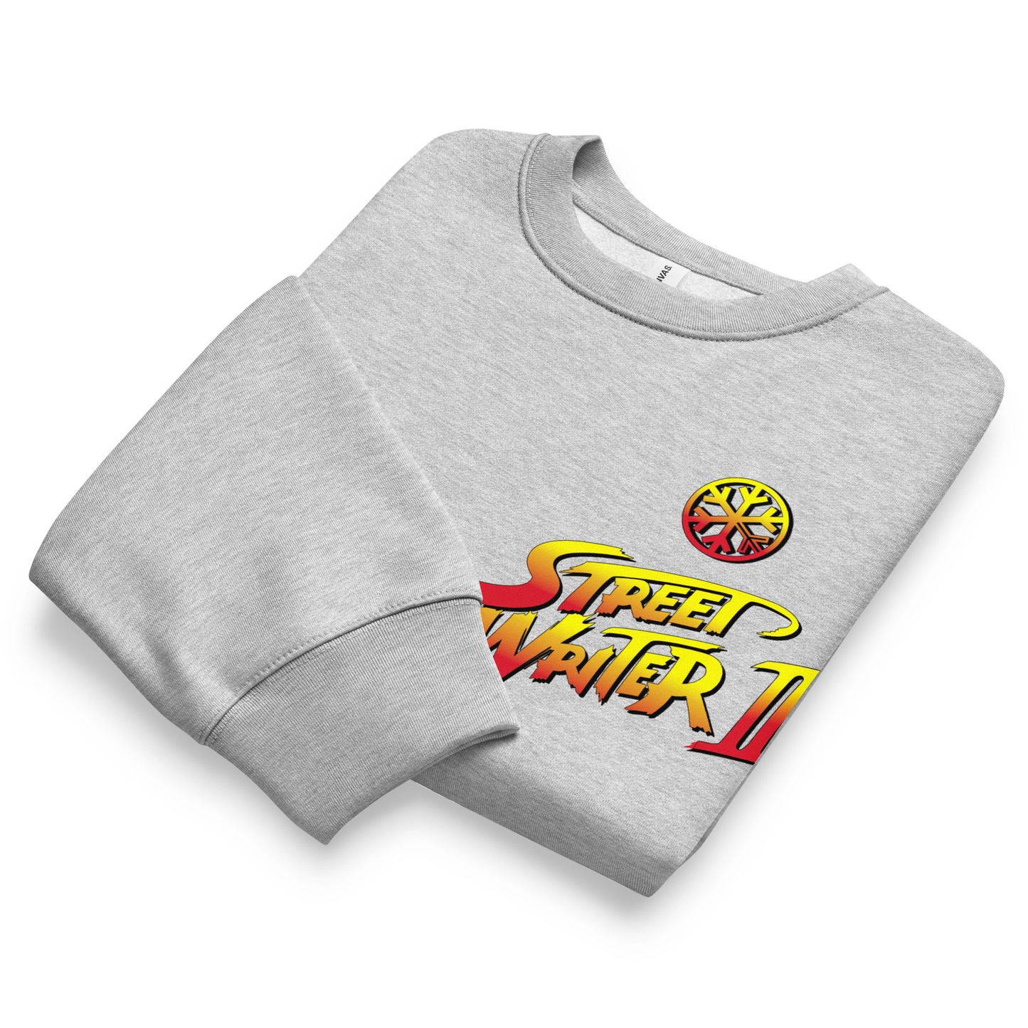 Gray-Street Writer II Graffiti Sweatshirt from B.Different Clothing, folded, graffiti-inspired streetwear, oversized heavyweight