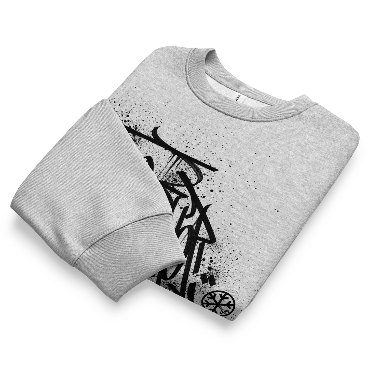 Gray-Hip Hop Love Graffiti Sweatshirt by Shew from B.Different Clothing, folded, graffiti-inspired streetwear, oversized heavyweight