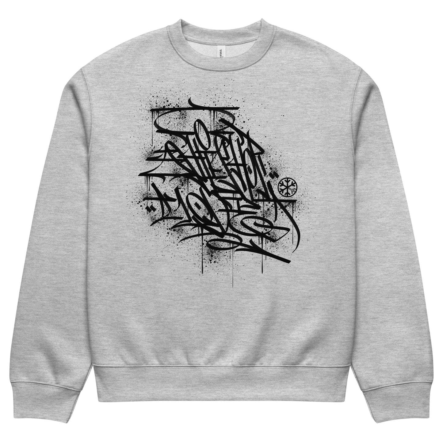 Gray-Hip Hop Love Graffiti Sweatshirt by Shew from B.Different Clothing, front view, graffiti-inspired streetwear, oversized heavyweight