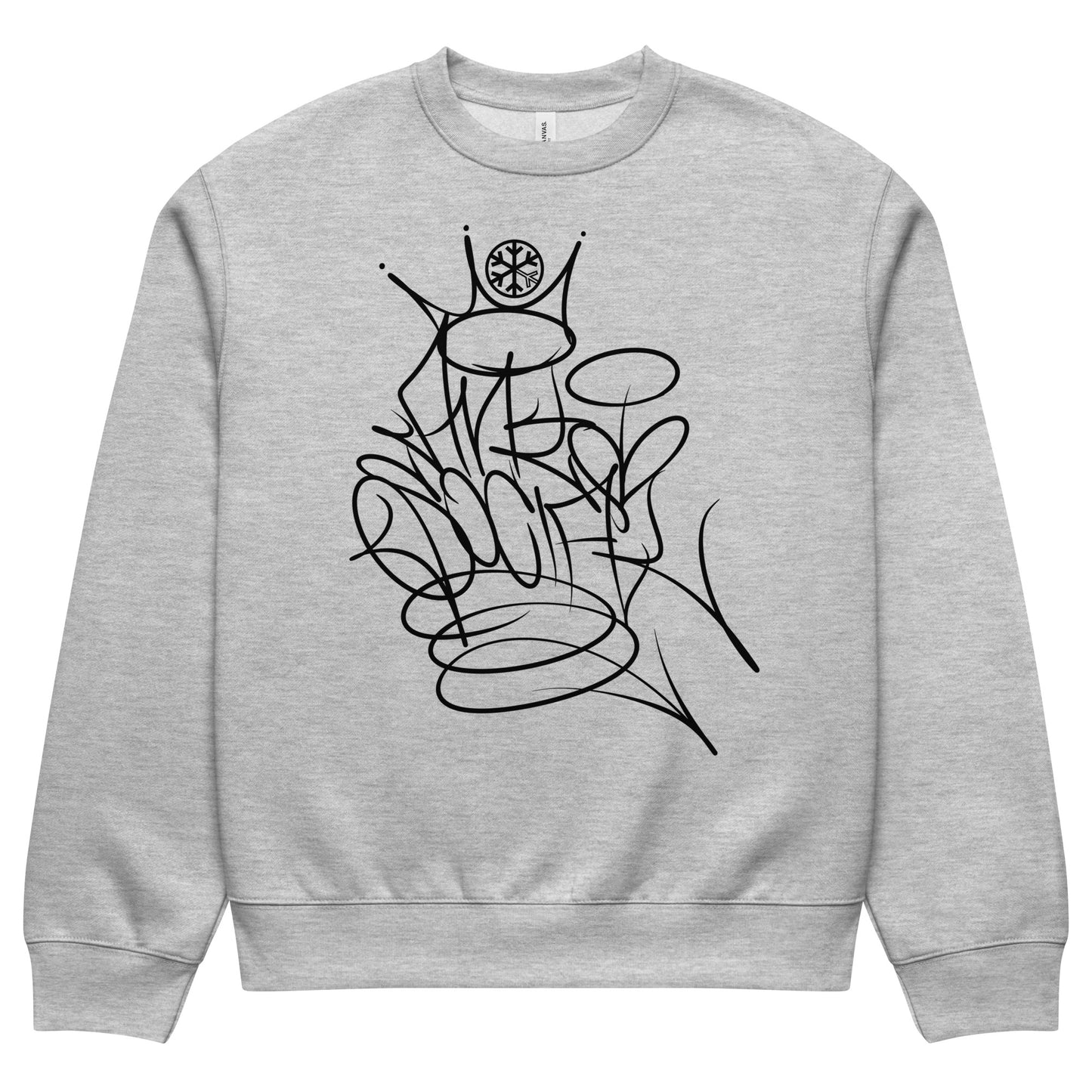 Gray-Antisocial Graffiti Tag Sweatshirt by Caos One from B.Different Clothing, front view, graffiti-inspired streetwear, oversized heavyweight