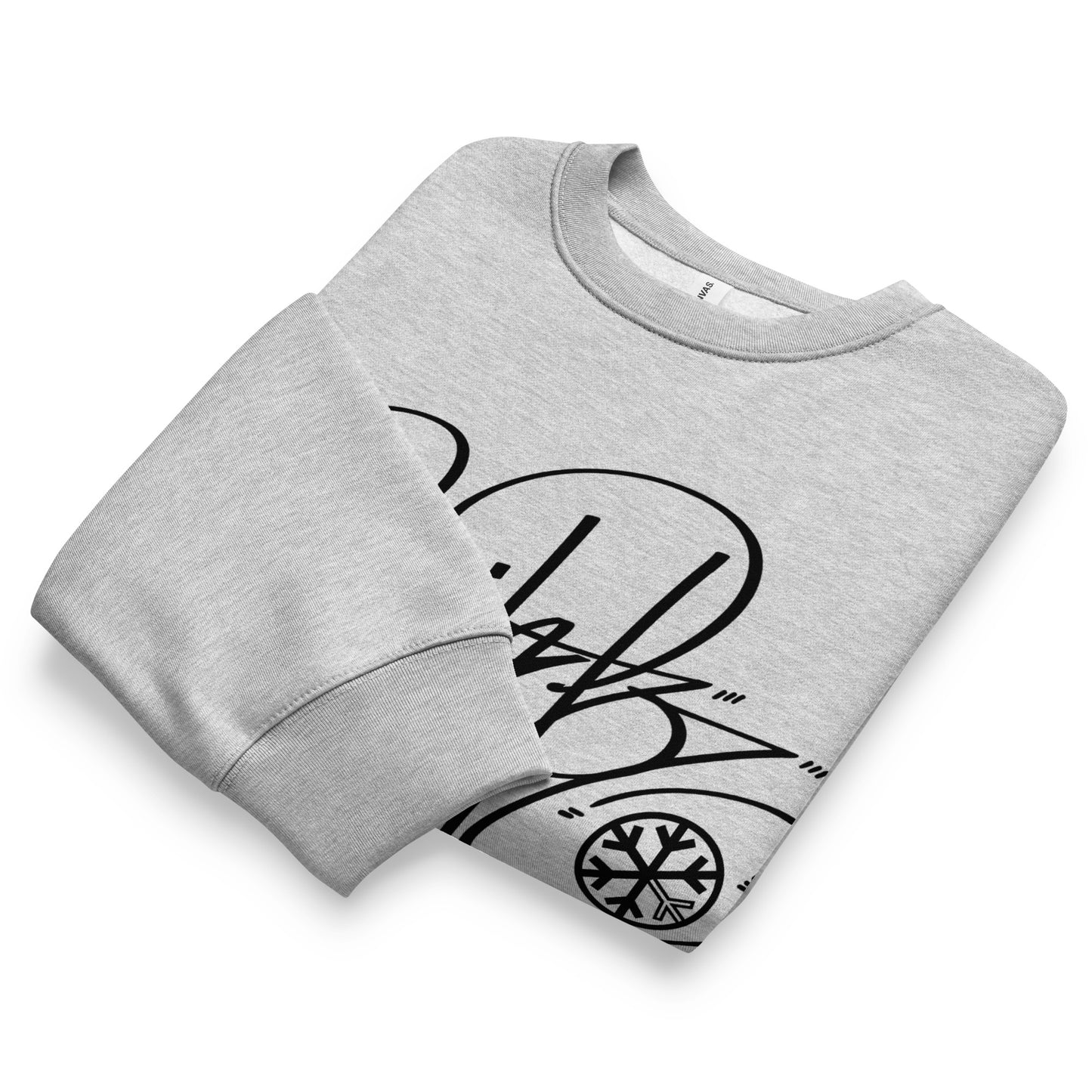 Gray-Writer Tag Sweatshirt by Graffiti Dad from B.Different Clothing, folded, graffiti-inspired streetwear, oversized heavyweight
