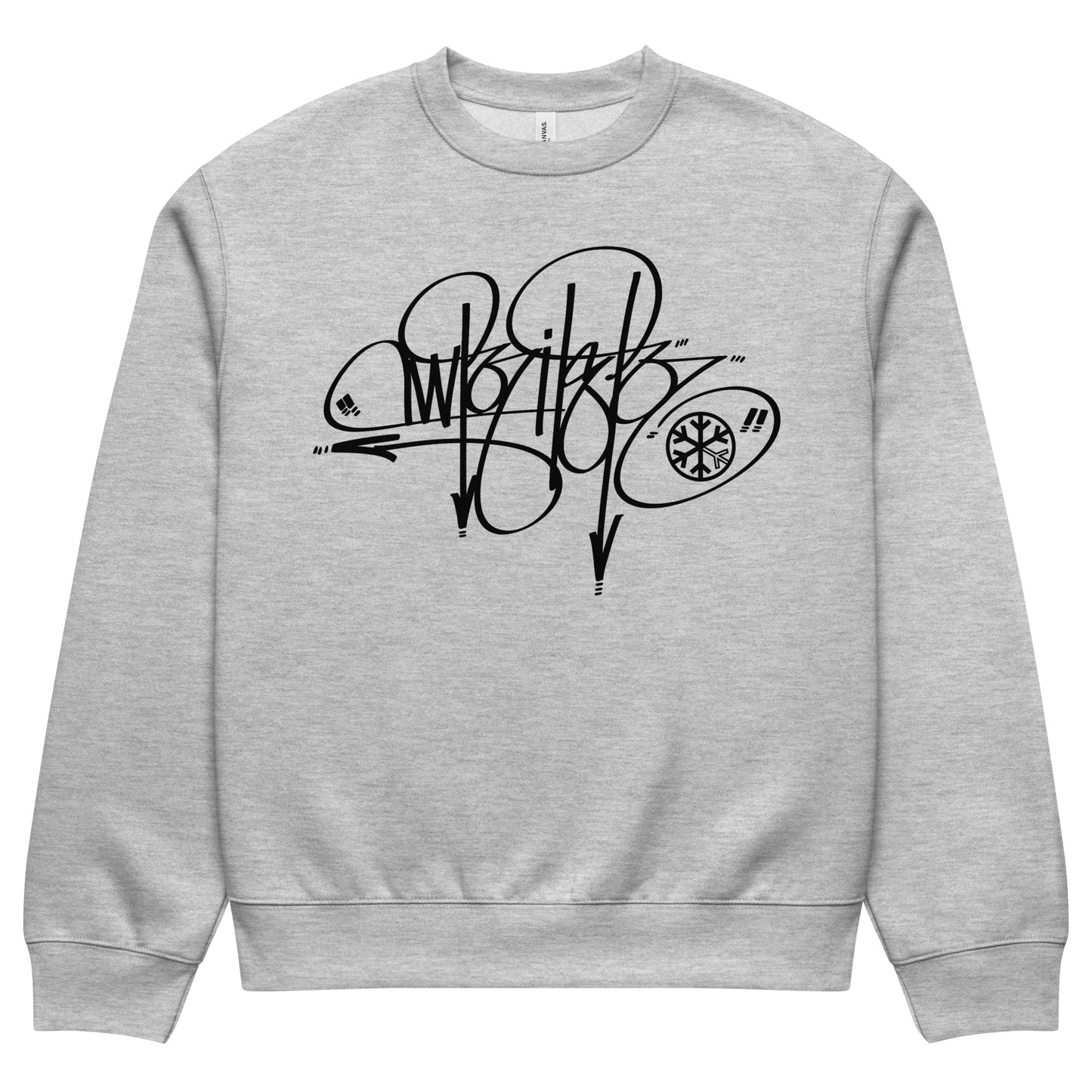 Gray-Writer Tag Sweatshirt by Graffiti Dad from B.Different Clothing, front view, graffiti-inspired streetwear, oversized heavyweight