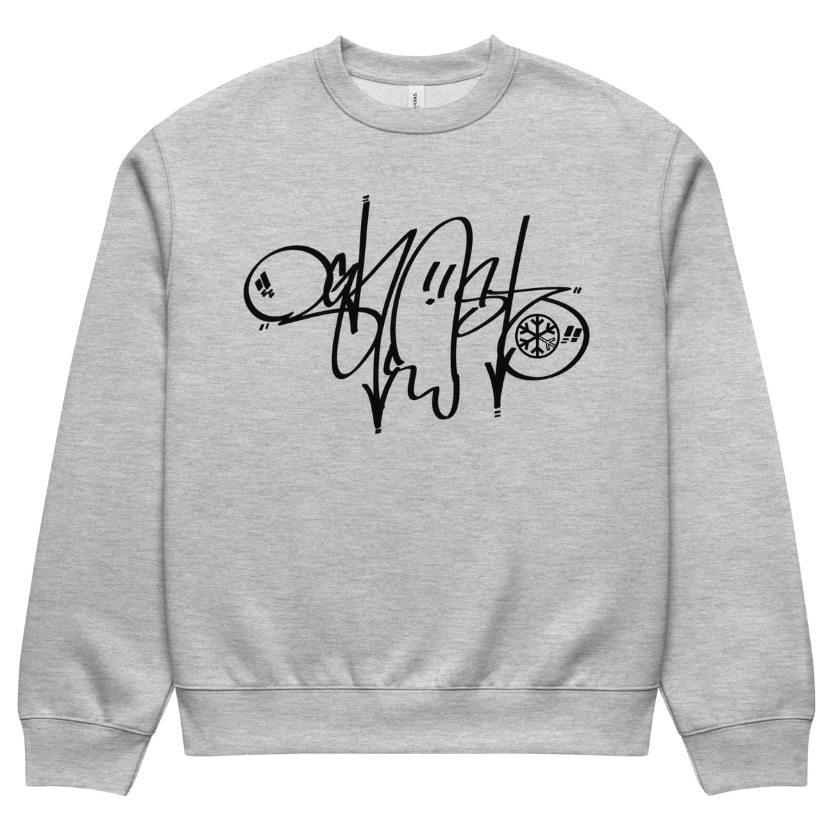 Gray-Ghost Tag Sweatshirt by Graffiti Dad from B.Different Clothing, front view, graffiti-inspired streetwear, oversized heavyweight