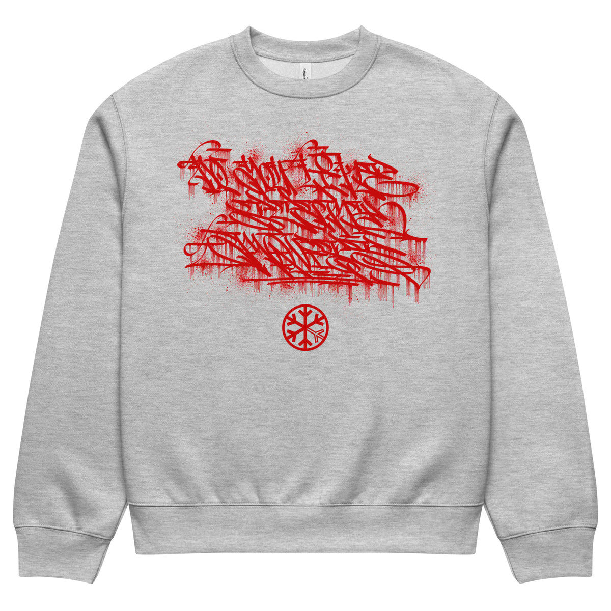 Gray-Do You Like Scary Movies Graffiti Sweatshirt by Shew from B.Different Clothing, front view, graffiti-inspired streetwear, oversized heavyweight