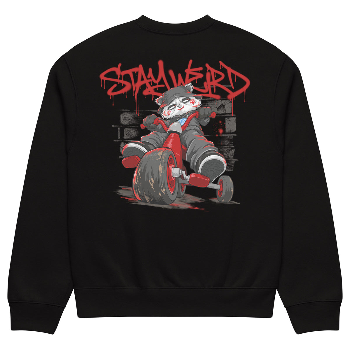 Black-Raks The Puppet Graffiti Sweatshirt by Emti from B.Different Clothing, back view, graffiti-inspired streetwear, oversized heavyweight