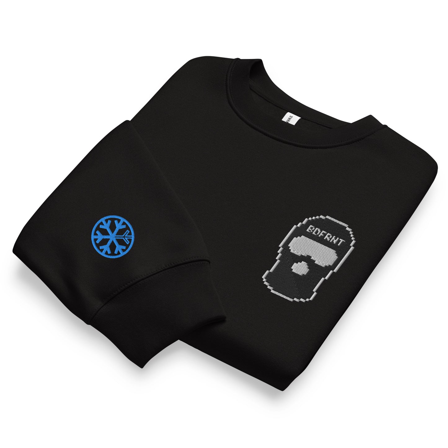 Black-Pixel Balaclava Graffiti Sweatshirt from B.Different Clothing, folded, graffiti-inspired streetwear, oversized heavyweight