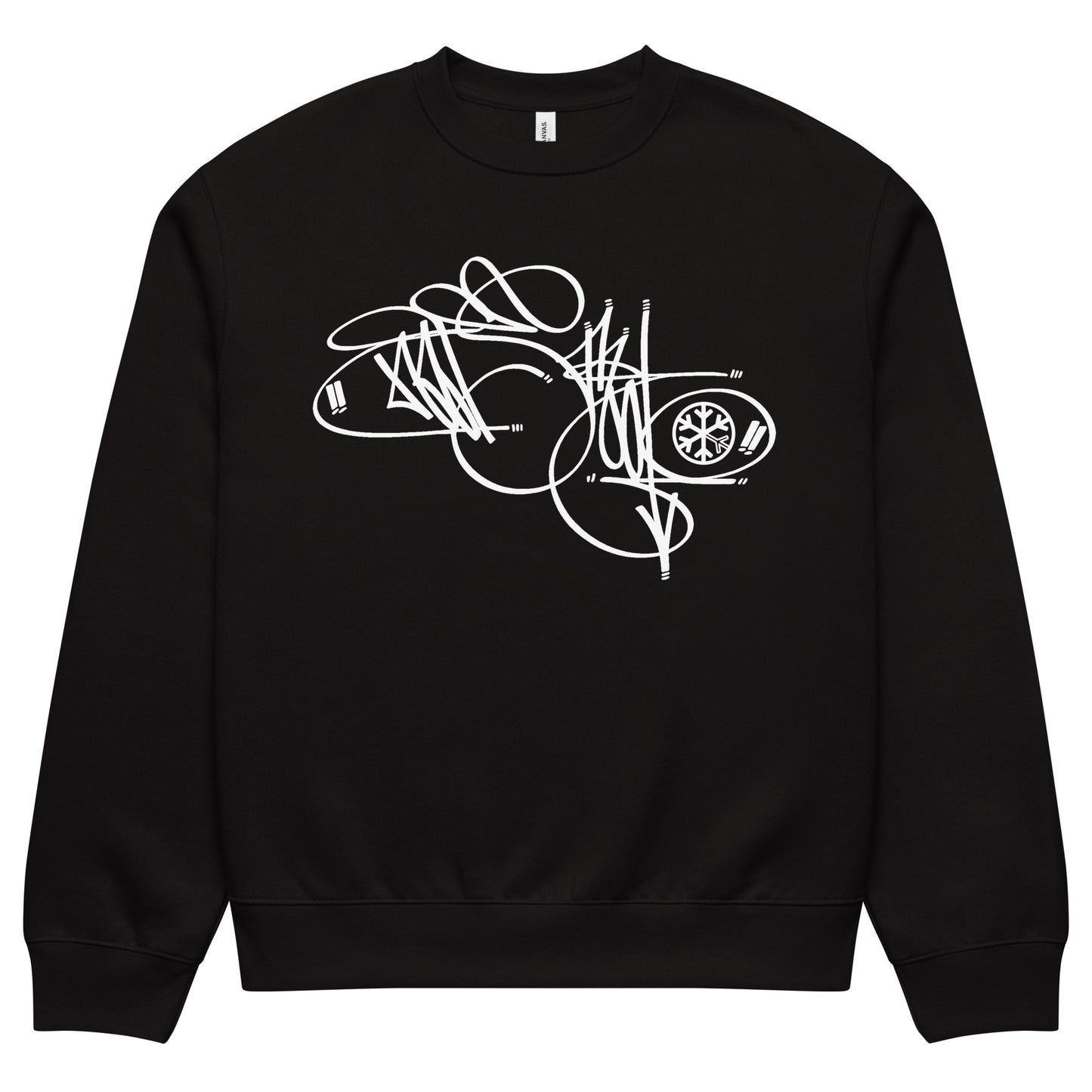 Black-Misfit Tag Sweatshirt by Graffiti Dad from B.Different Clothing, front view, graffiti-inspired streetwear, oversized heavyweight