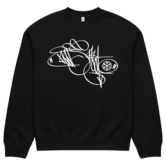 Black-Misfit Tag Sweatshirt by Graffiti Dad from B.Different Clothing, front view, graffiti-inspired streetwear, oversized heavyweight