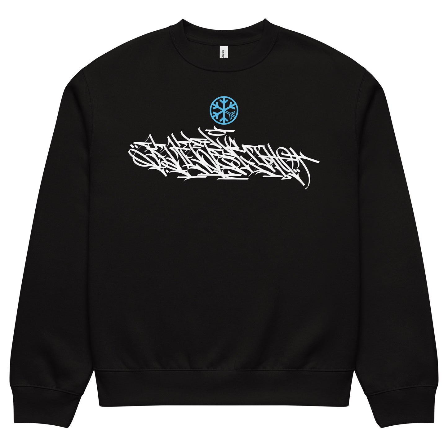 Black-Shew Collab Graffiti Sweatshirt from B.Different Clothing, front view, graffiti-inspired streetwear, oversized heavyweight
