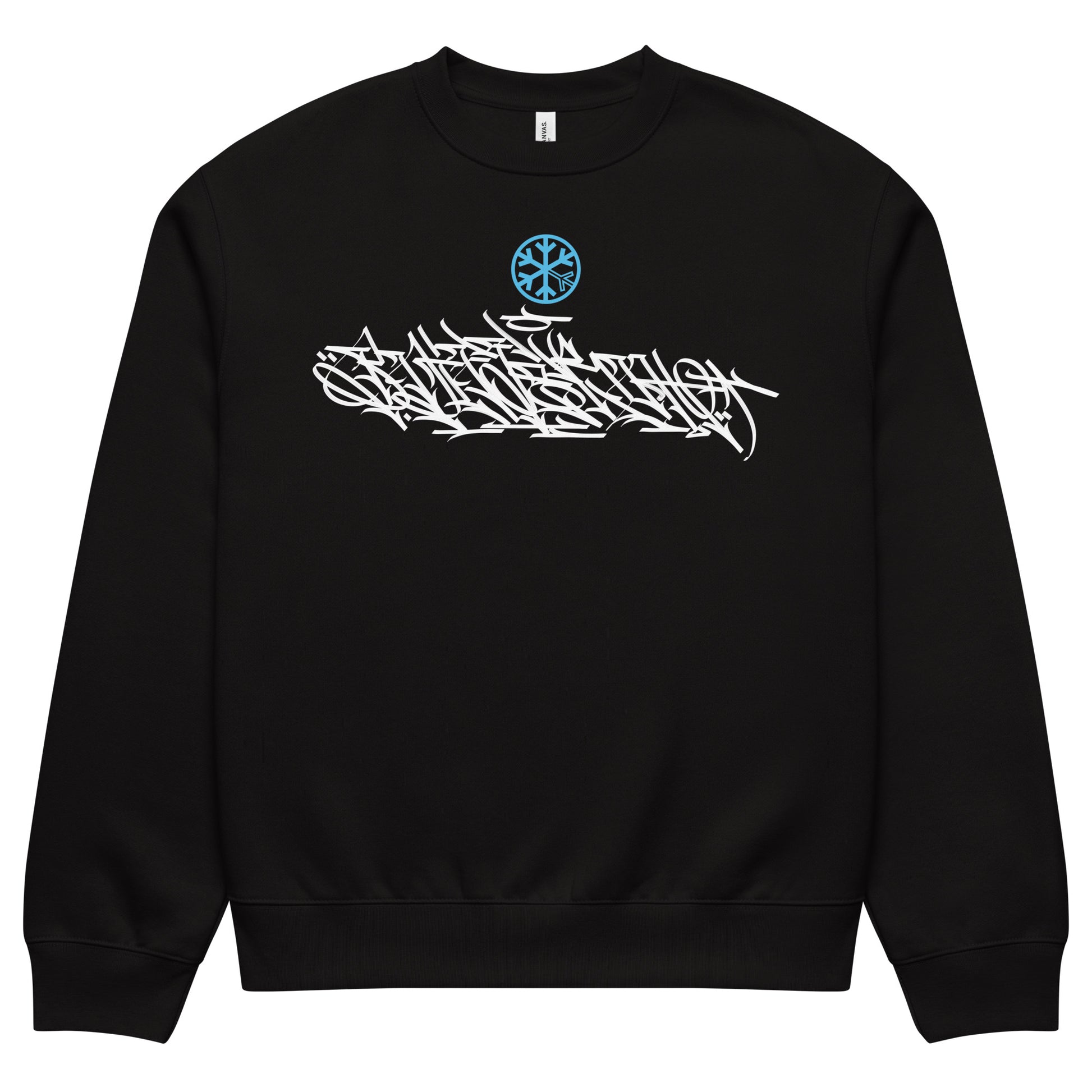 Black-Shew Collab Graffiti Sweatshirt from B.Different Clothing, front view, graffiti-inspired streetwear, oversized heavyweight