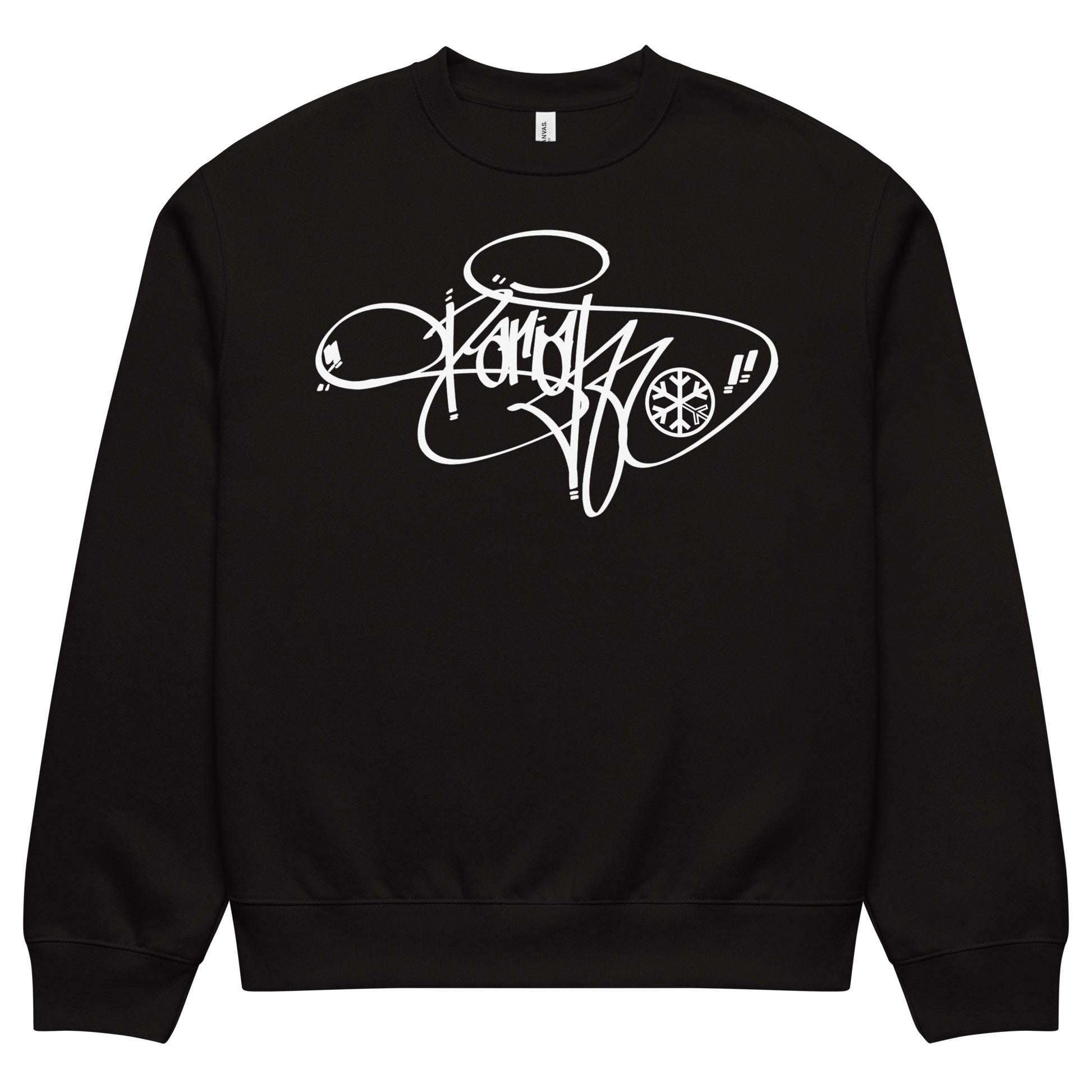 Black-Pariah Tag Sweatshirt by Graffiti Dad from B.Different Clothing, front view, graffiti-inspired streetwear, oversized heavyweight