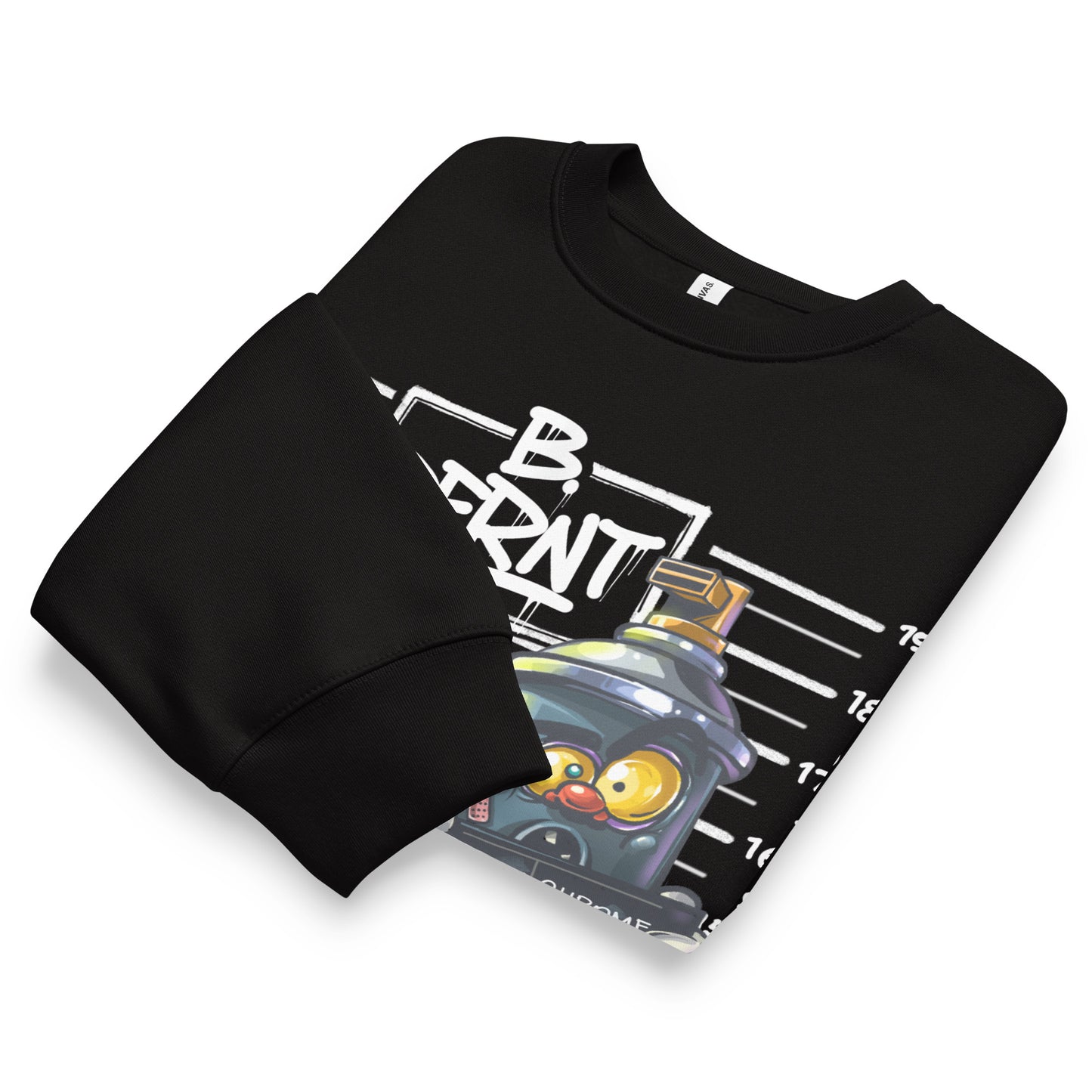 Black-Mug Short Graffiti Sweatshirt by Trk One from B.Different Clothing, folded, graffiti-inspired streetwear, oversized heavyweight