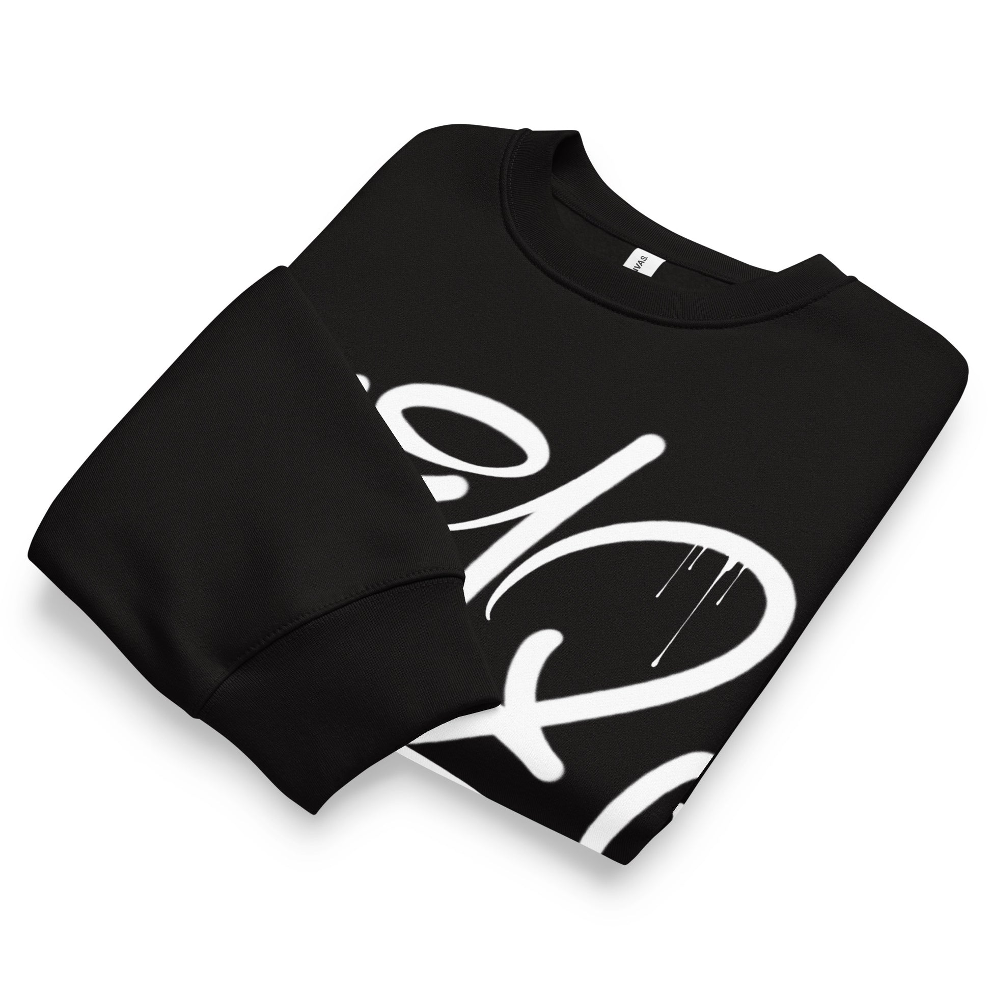 Black-1312 Graffiti Tag Sweatshirt by Caos One from B.Different Clothing, folded, graffiti-inspired streetwear, oversized heavyweight