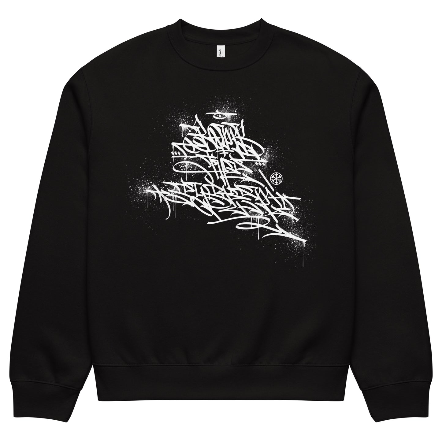 Black-Bomb The System Graffiti Sweatshirt by Shew from B.Different Clothing, front view, graffiti-inspired streetwear, oversized heavyweight
