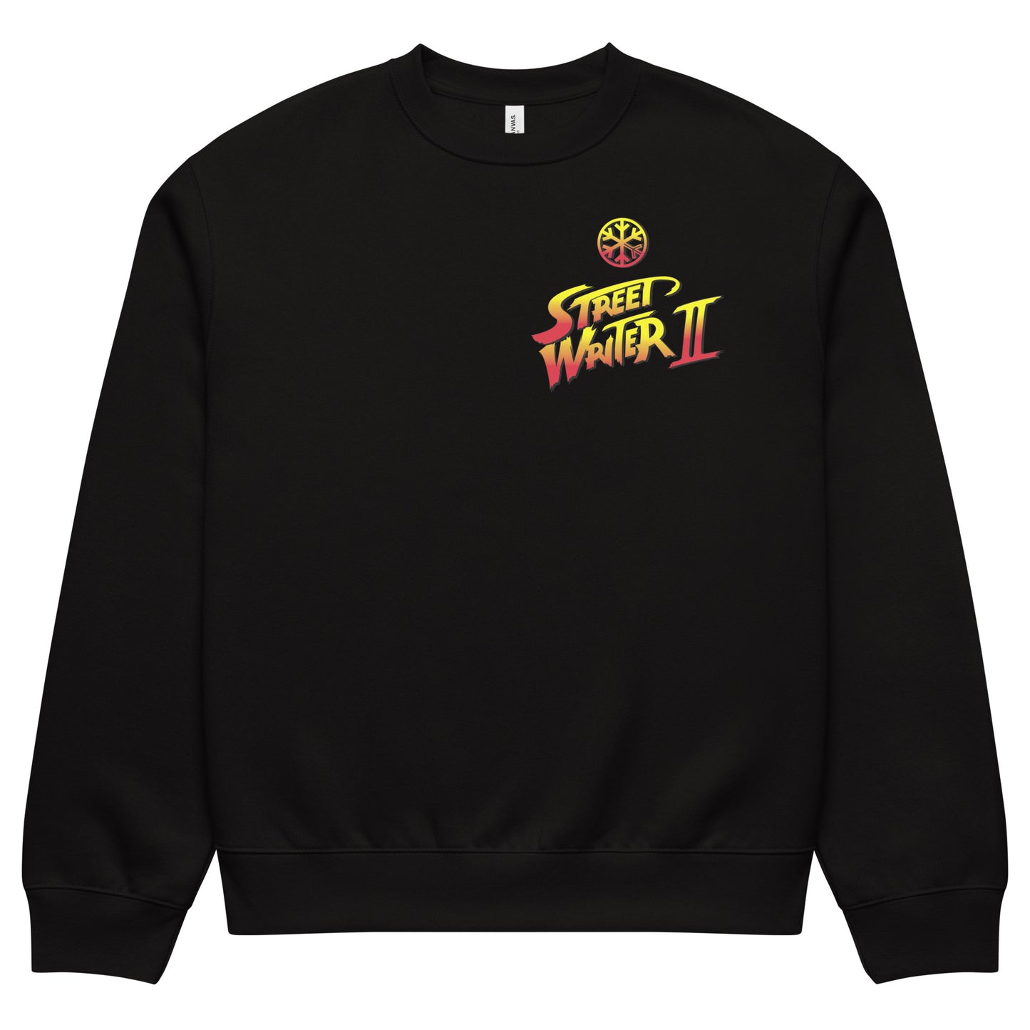 Black-Street Writer II Graffiti Sweatshirt from B.Different Clothing, front view, graffiti-inspired streetwear, oversized heavyweight
