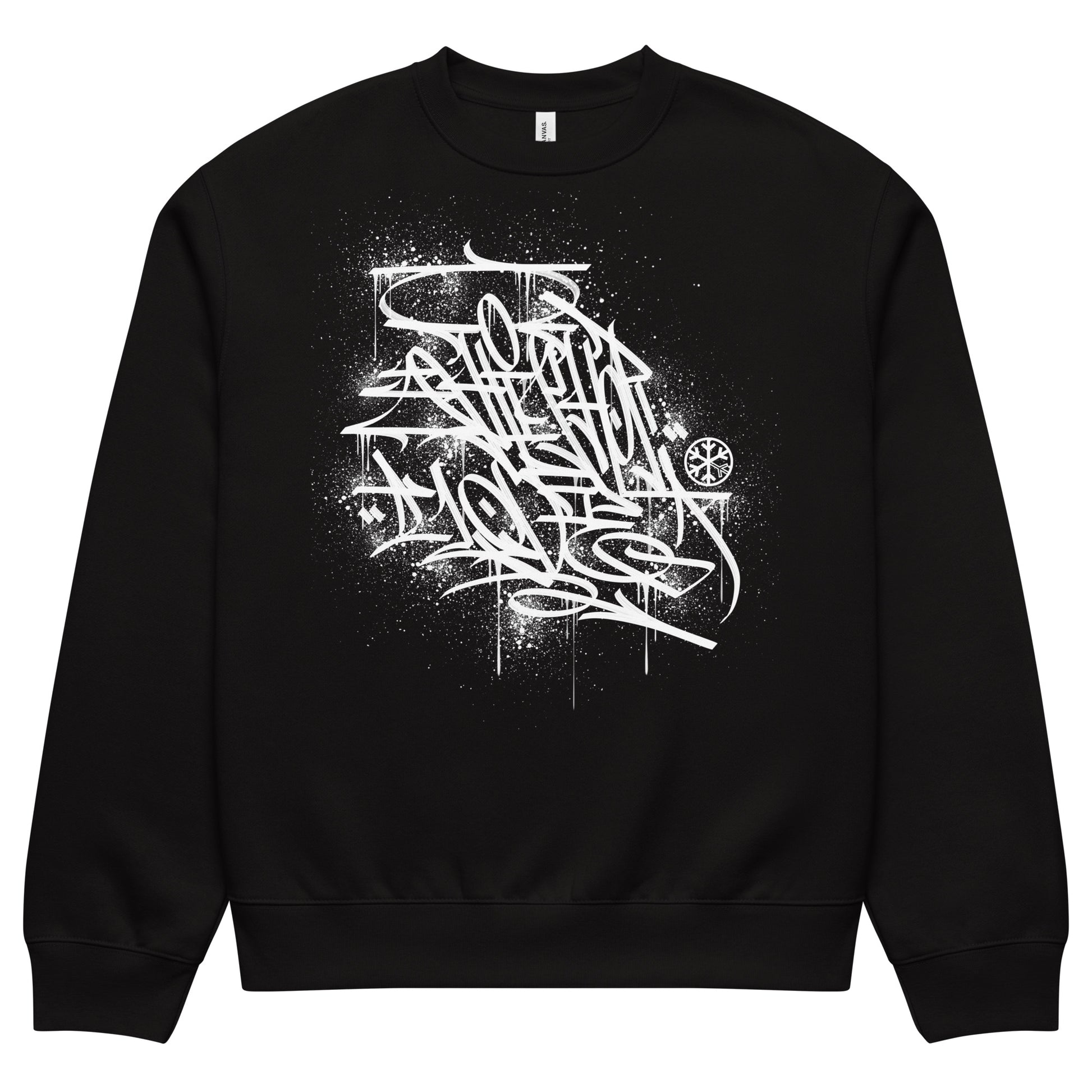 Black-Hip Hop Love Graffiti Sweatshirt by Shew from B.Different Clothing, front view, graffiti-inspired streetwear, oversized heavyweight