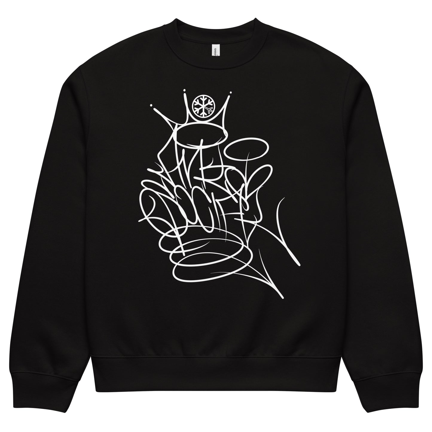 Black-Antisocial Graffiti Tag Sweatshirt by Caos One from B.Different Clothing, front view, graffiti-inspired streetwear, oversized heavyweight