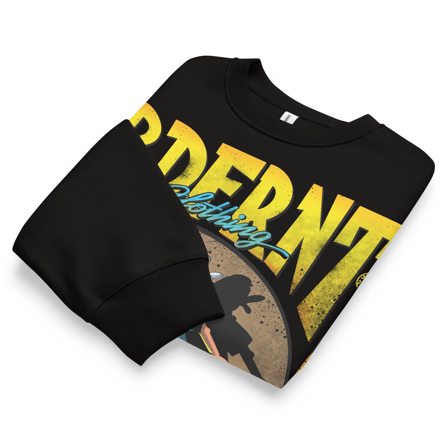 Black-Street Spotlight Graffiti Sweatshirt by Trk One from B.Different Clothing, folded, graffiti-inspired streetwear, oversized heavyweight
