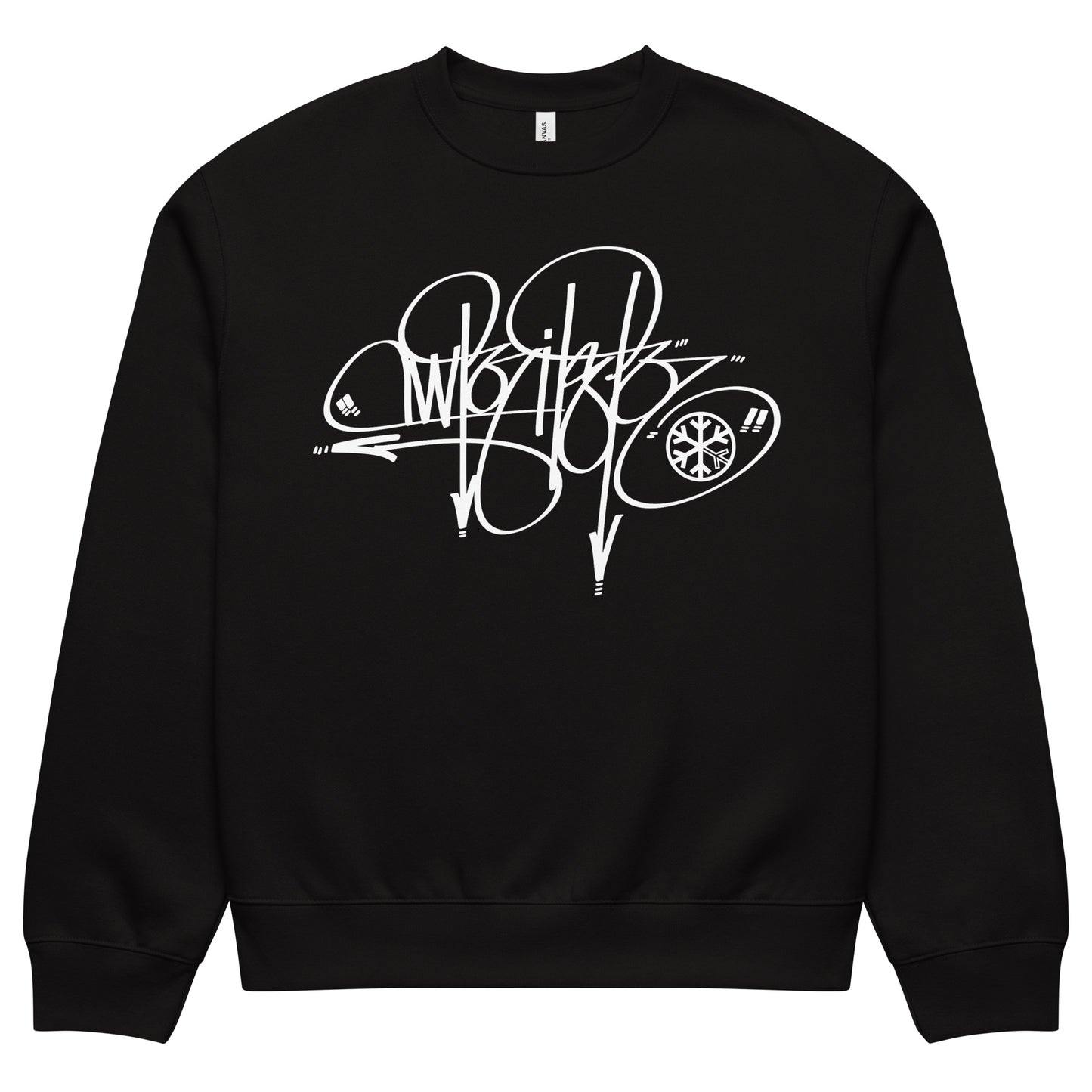 Black-Writer Tag Sweatshirt by Graffiti Dad from B.Different Clothing, front view, graffiti-inspired streetwear, oversized heavyweight