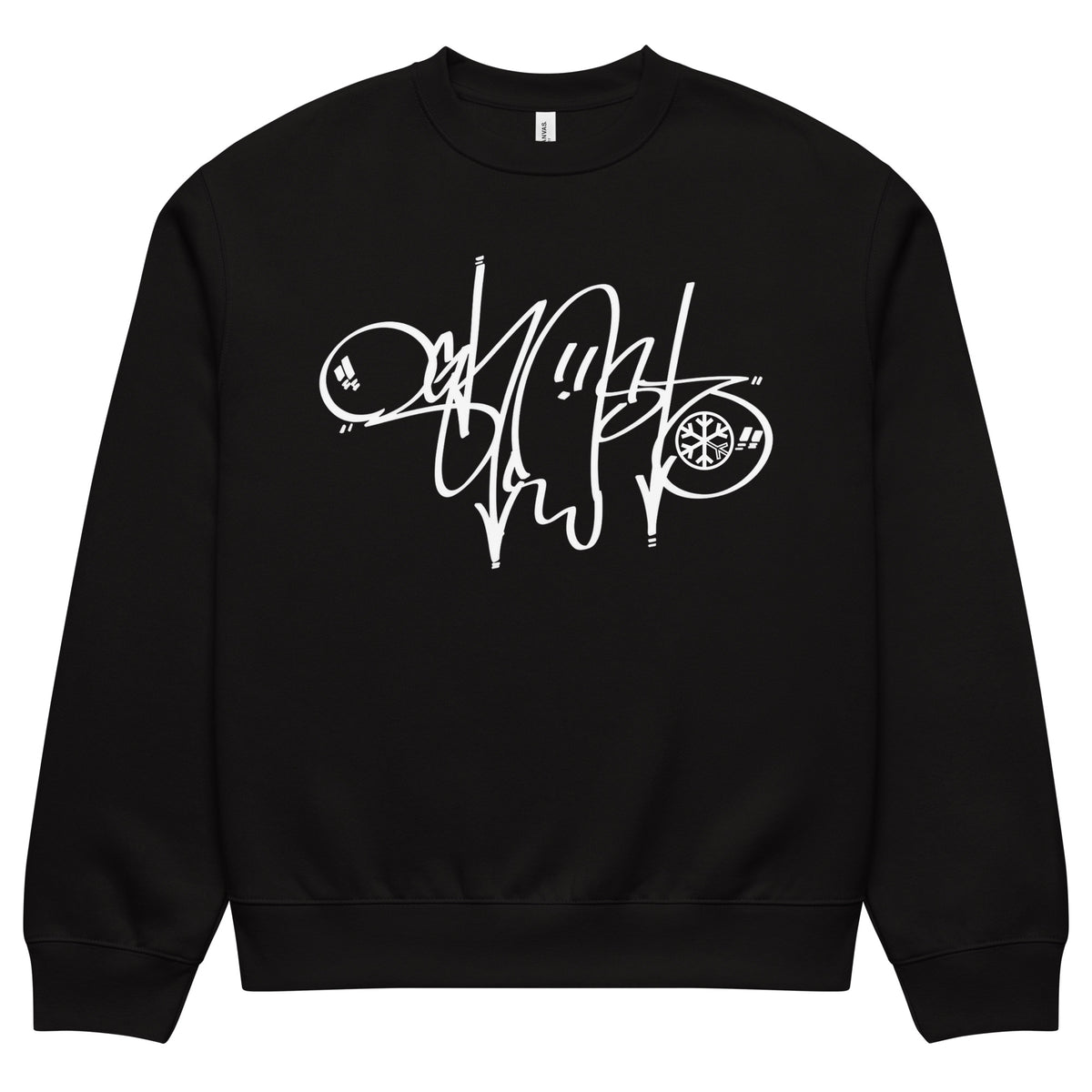 Black-Ghost Tag Sweatshirt by Graffiti Dad from B.Different Clothing, front view, graffiti-inspired streetwear, oversized heavyweight