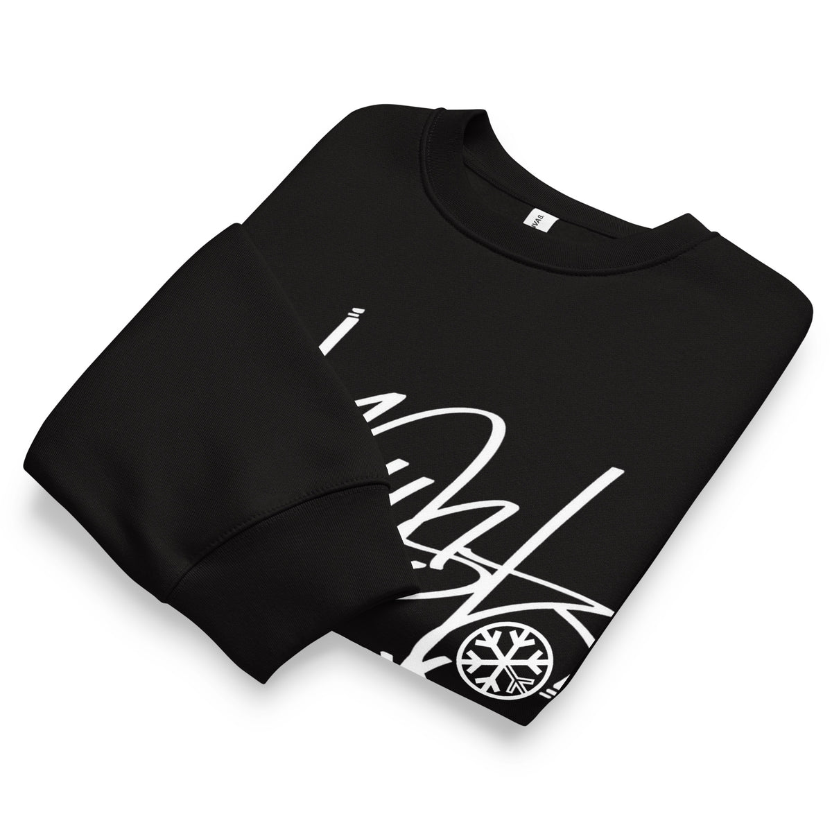 Black-Ghost Tag Sweatshirt by Graffiti Dad from B.Different Clothing, folded, graffiti-inspired streetwear, oversized heavyweight