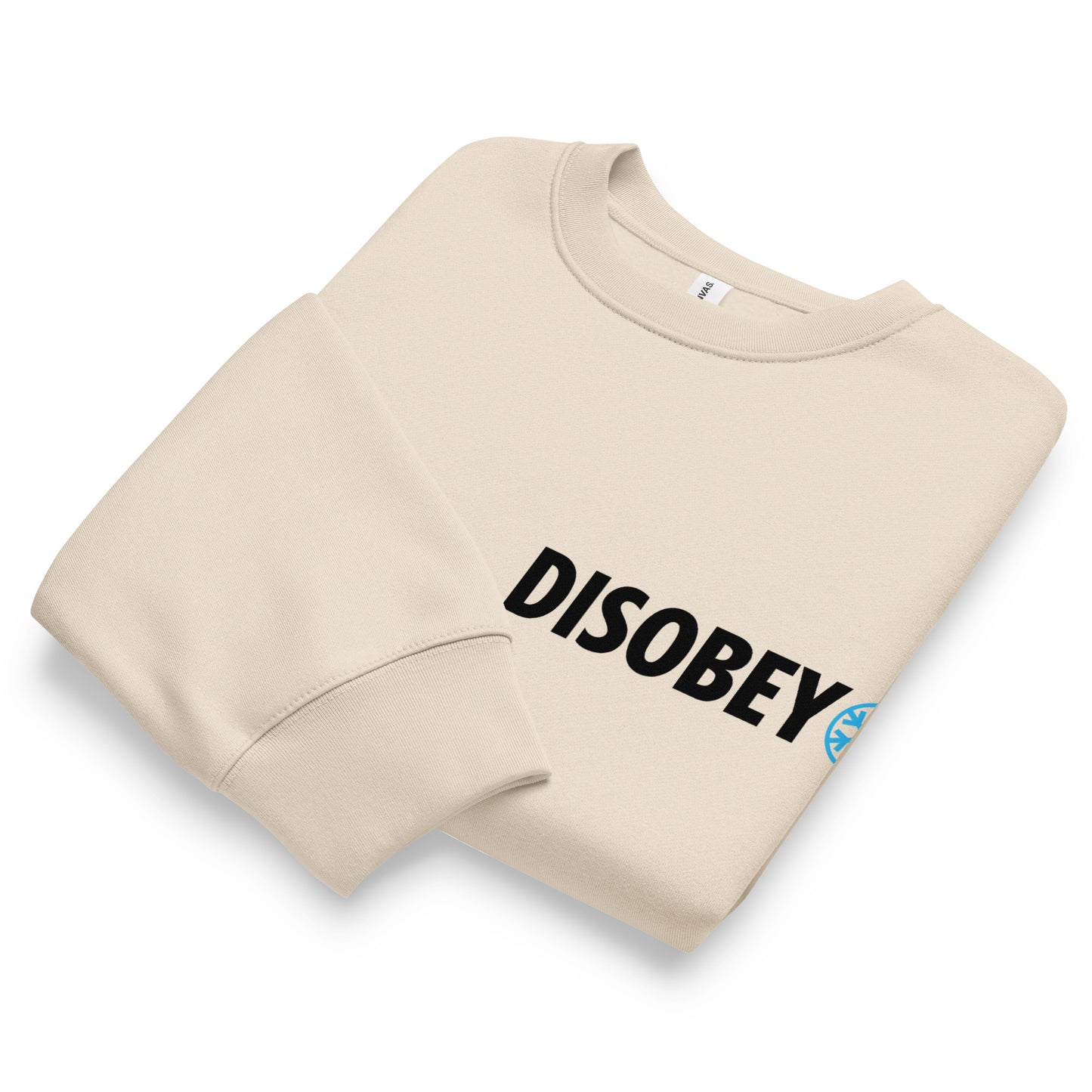 Beige-Pixel Disobey Sweatshirt from B.Different Clothing, folded, graffiti-inspired streetwear, oversized heavyweight