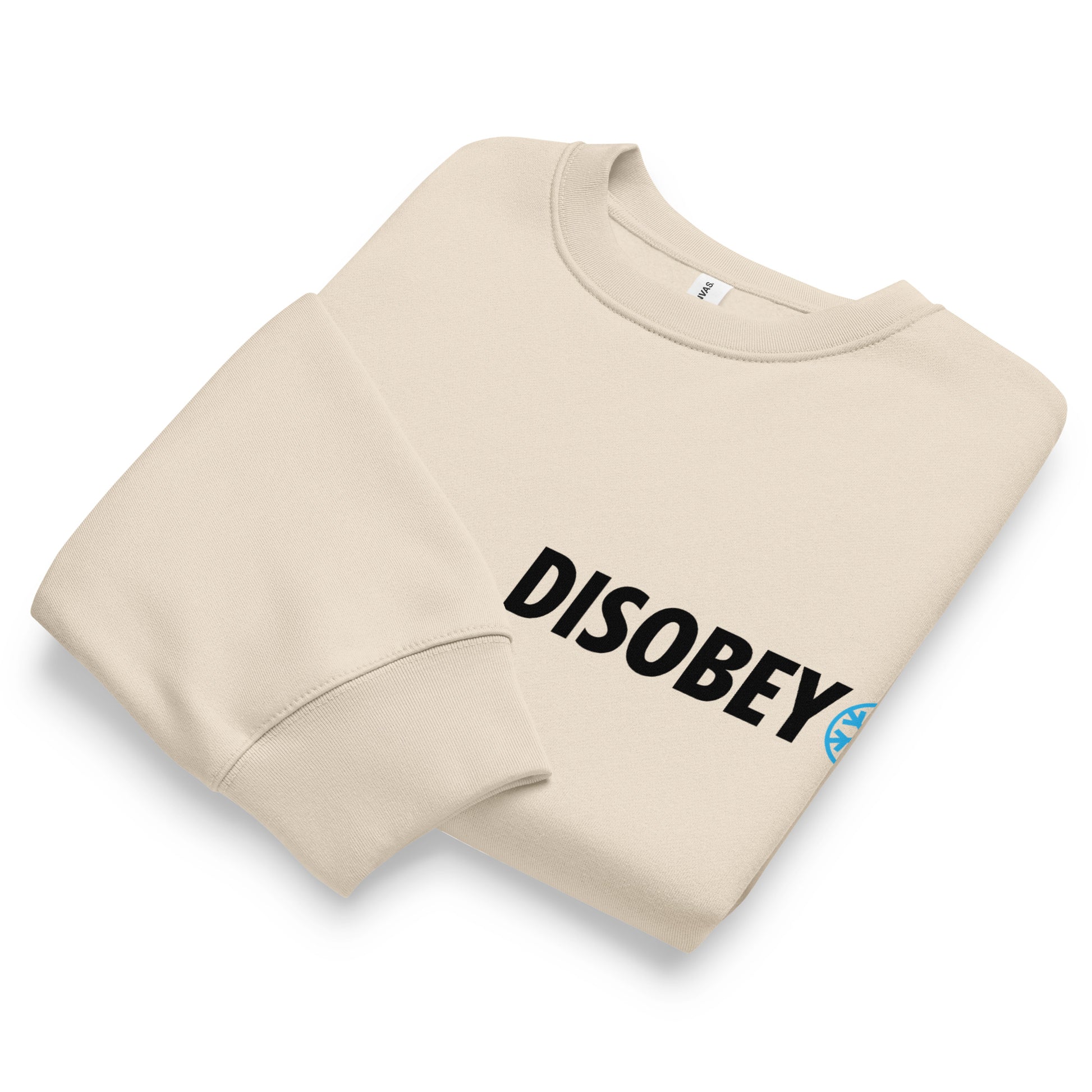 Beige-Pixel Disobey Sweatshirt from B.Different Clothing, folded, graffiti-inspired streetwear, oversized heavyweight