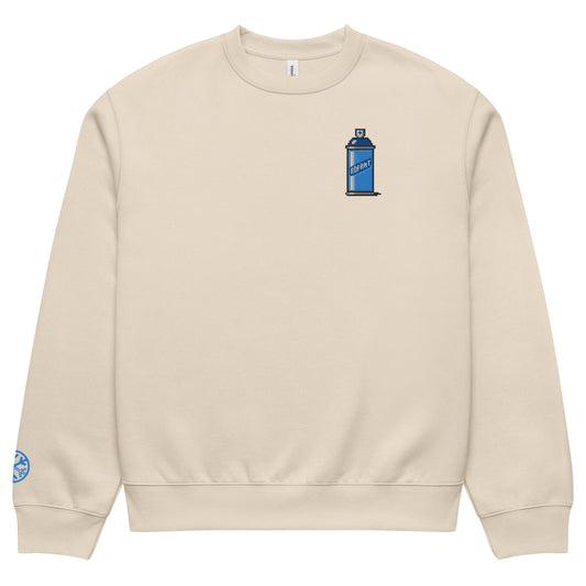 Beige-Pixel Spray Can Graffiti Sweatshirt from B.Different Clothing, front view, graffiti-inspired streetwear, oversized heavyweight