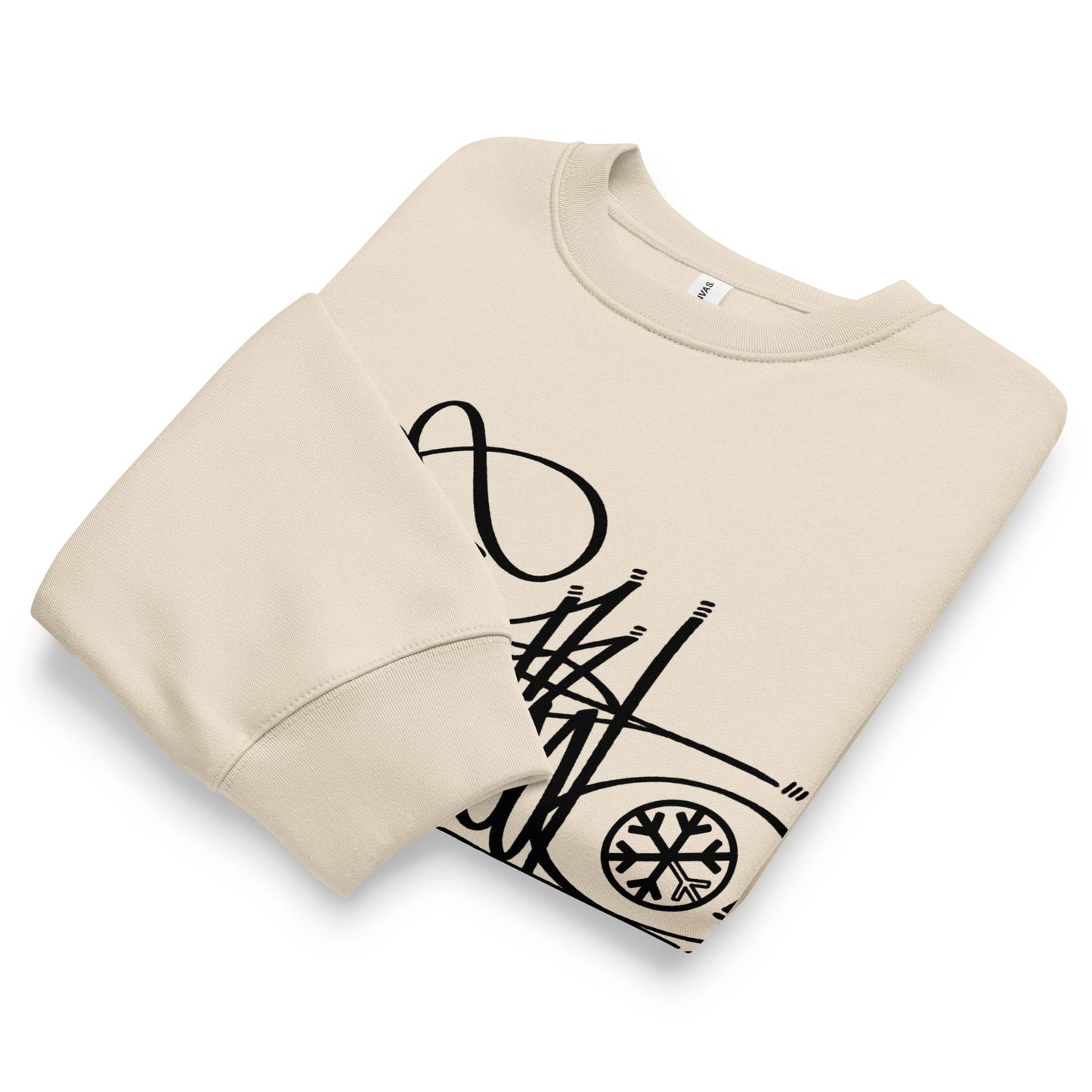 Beige-Misfit Tag Sweatshirt by Graffiti Dad from B.Different Clothing, folded, graffiti-inspired streetwear, oversized heavyweight