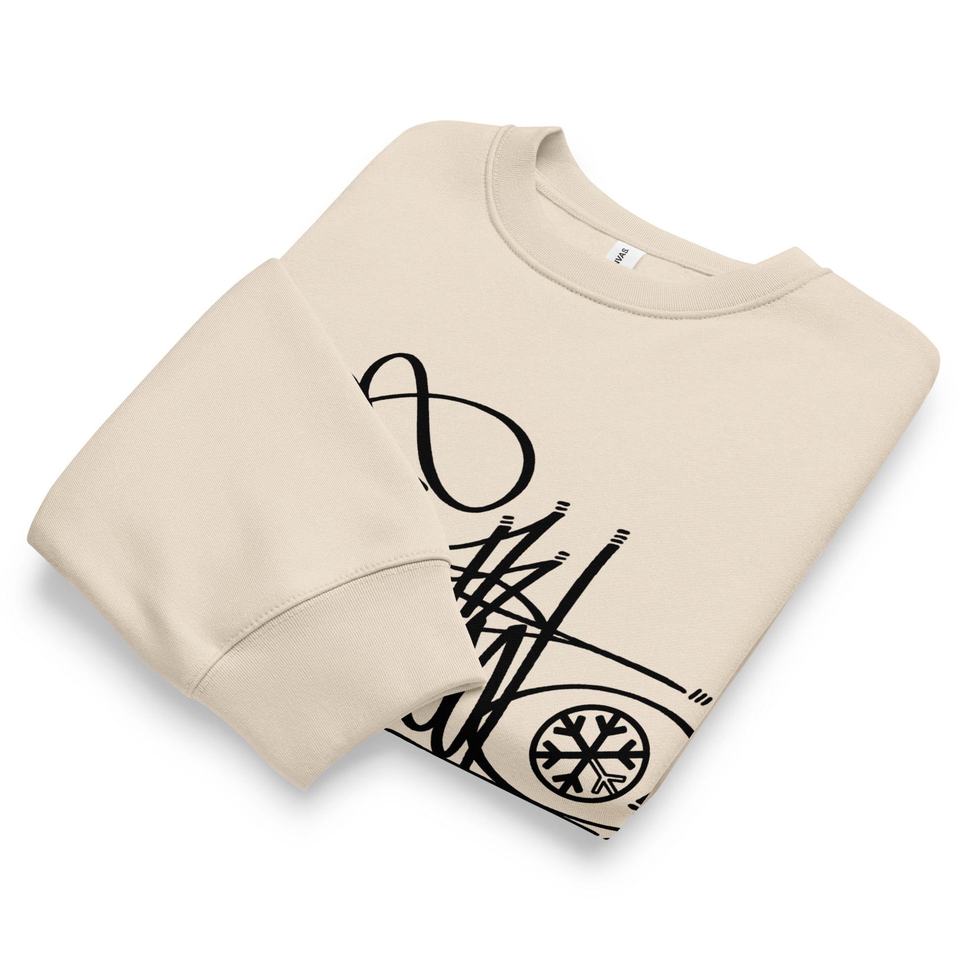 Beige-Misfit Tag Sweatshirt by Graffiti Dad from B.Different Clothing, folded, graffiti-inspired streetwear, oversized heavyweight