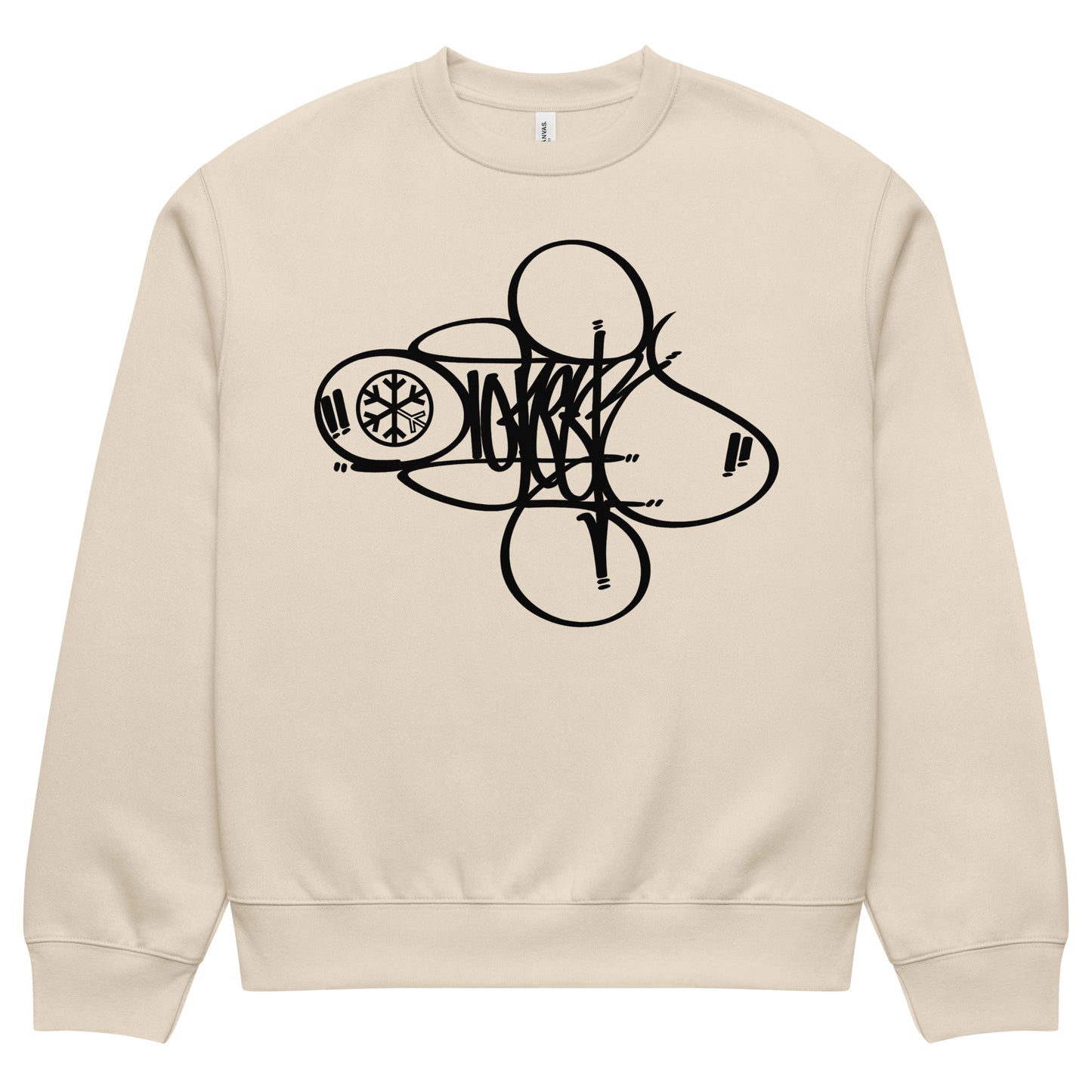 Beige-Loner Tag Sweatshirt by Graffiti Dad from B.Different Clothing, front view, graffiti-inspired streetwear, oversized heavyweight