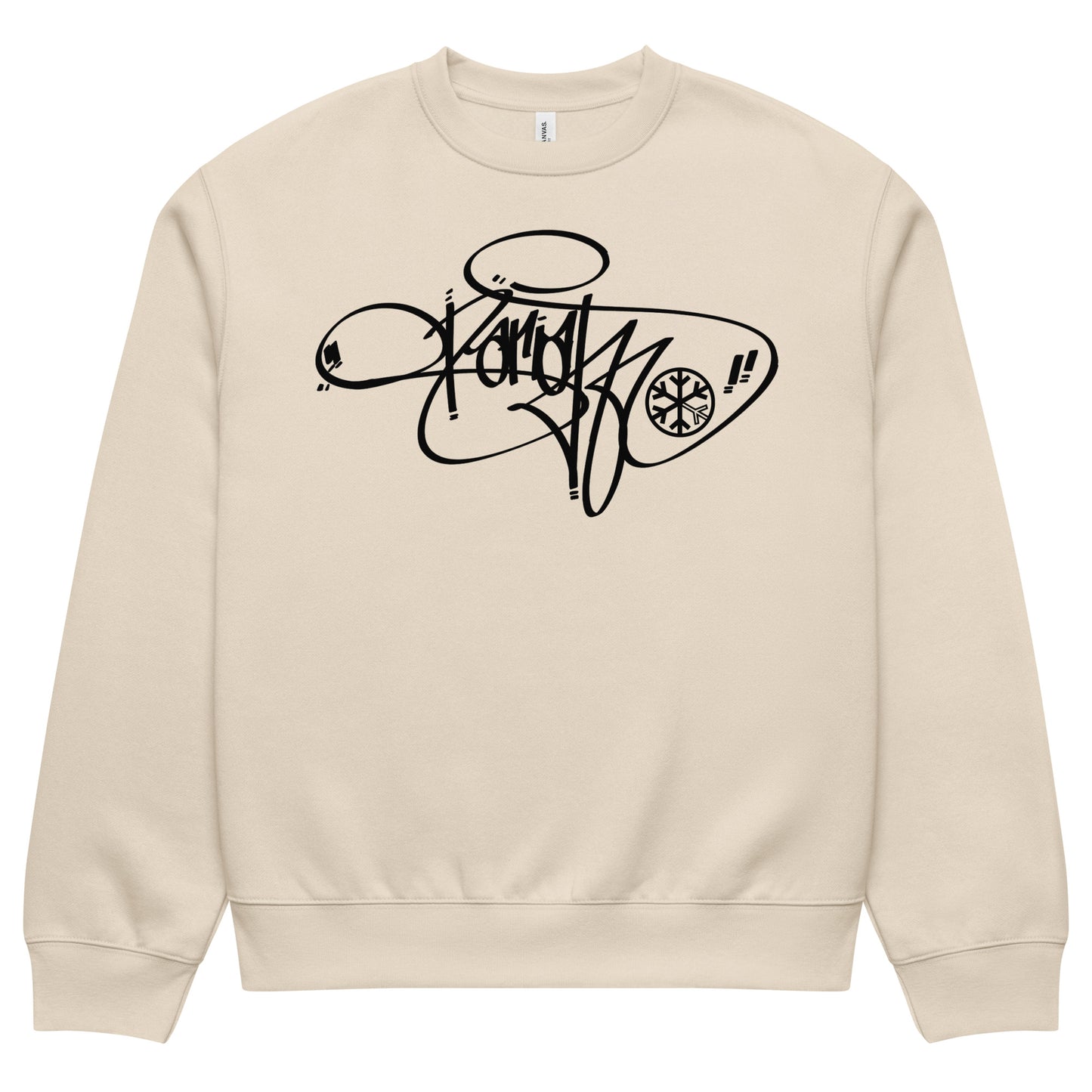 Beige-Pariah Tag Sweatshirt by Graffiti Dad from B.Different Clothing, front view, graffiti-inspired streetwear, oversized heavyweight