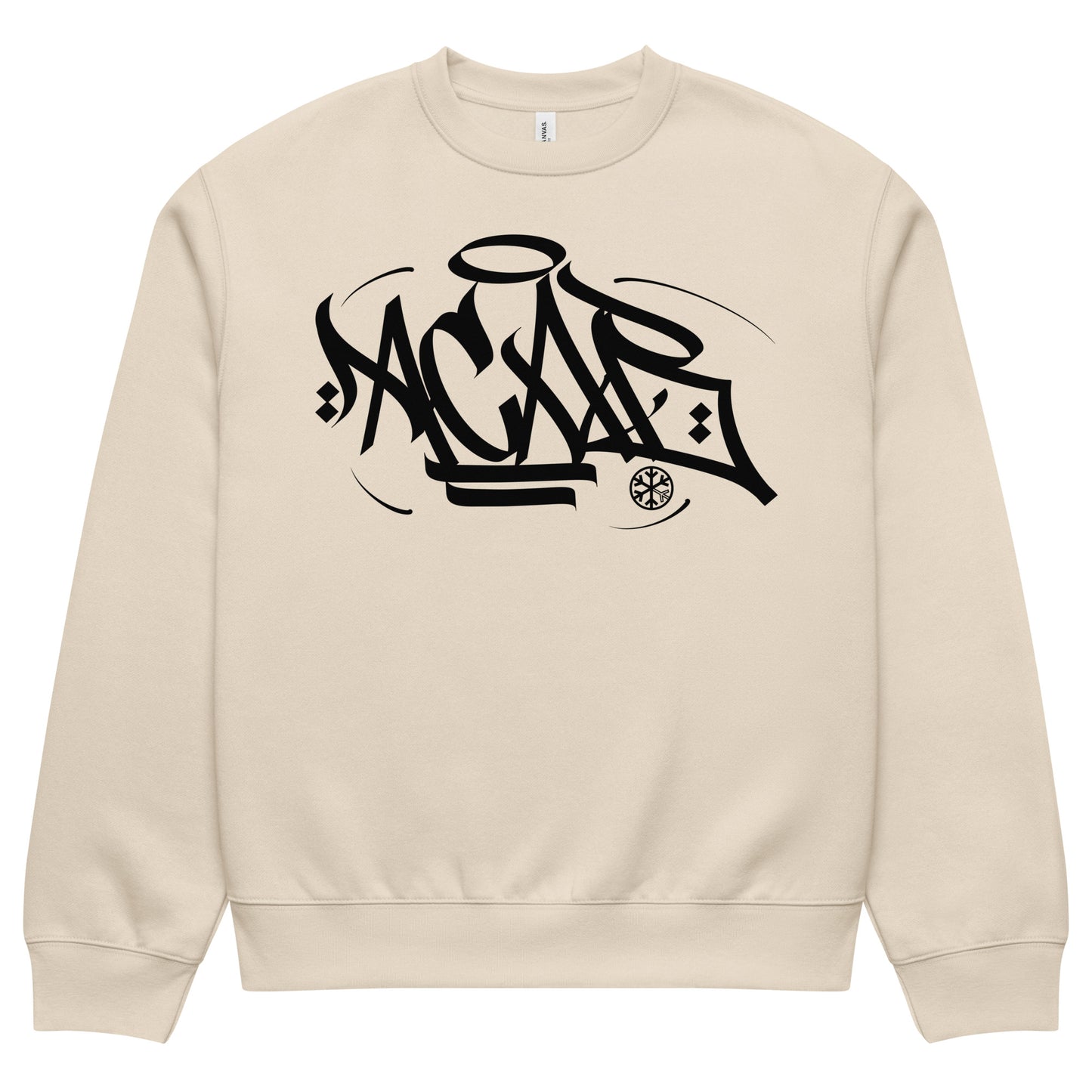 Beige-Acab Graffiti Tag Sweatshirt by Caos One from B.Different Clothing, front view, graffiti-inspired streetwear, oversized heavyweight