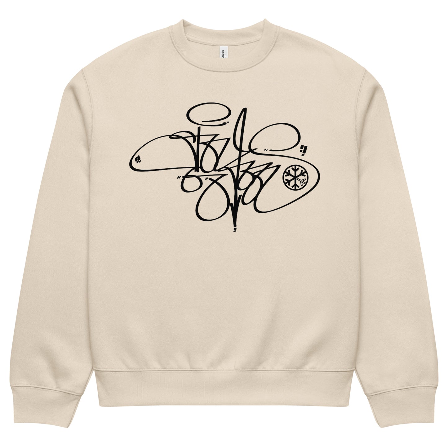 Beige-Toys Tag Sweatshirt by Graffiti Dad from B.Different Clothing, front view, graffiti-inspired streetwear, oversized heavyweight