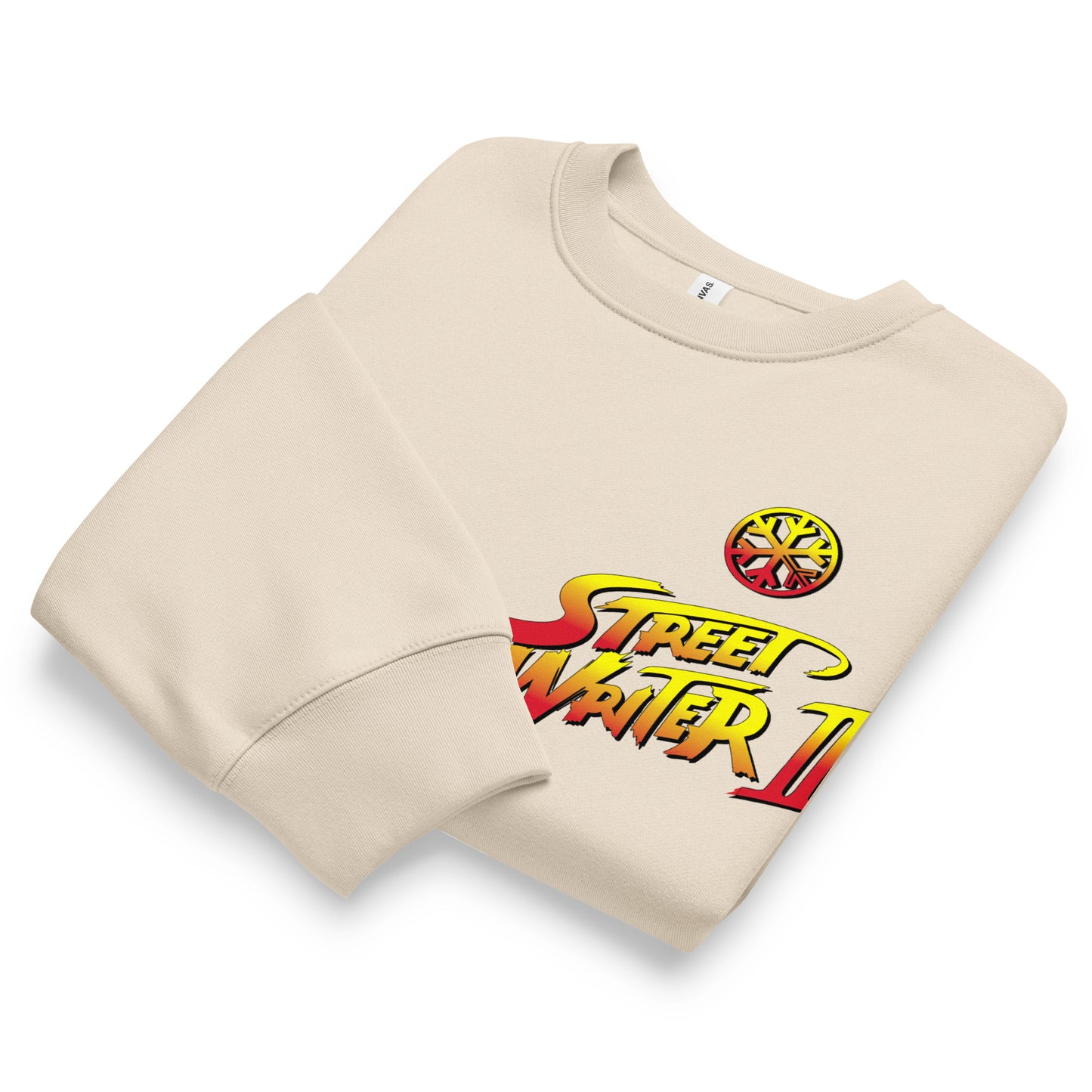 Beige-Street Writer II Graffiti Sweatshirt from B.Different Clothing, front view, graffiti-inspired streetwear, oversized heavyweight