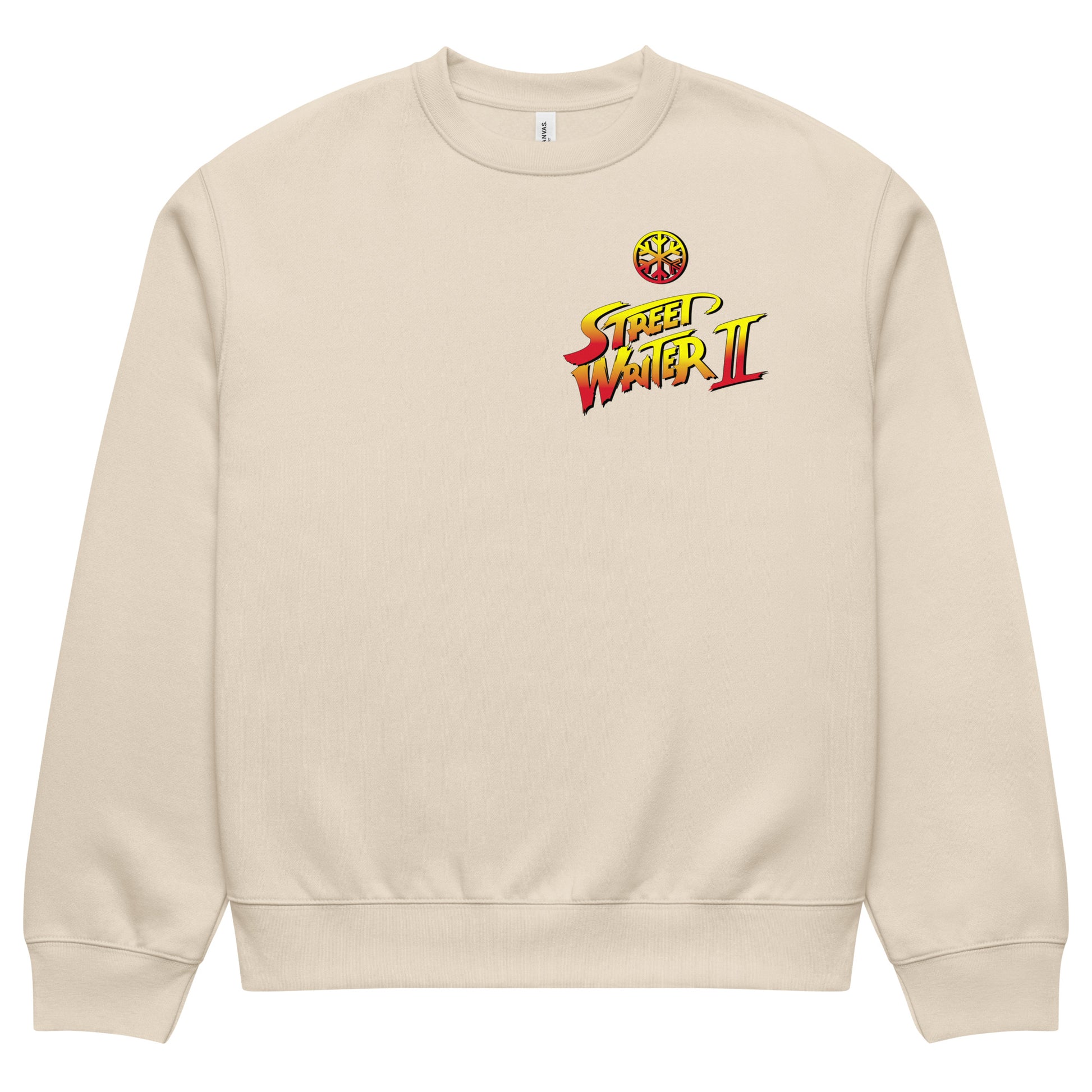 Beige-Street Writer II Graffiti Sweatshirt from B.Different Clothing, folded, graffiti-inspired streetwear, oversized heavyweight