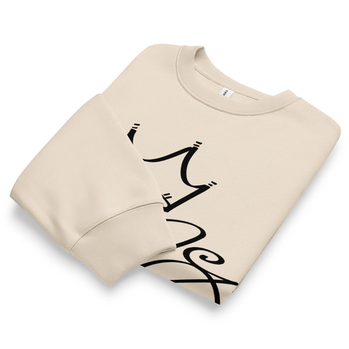 Beige-Mop King Tag Sweatshirt by Graffiti Dad from B.Different Clothing, folded, graffiti-inspired streetwear, oversized heavyweight