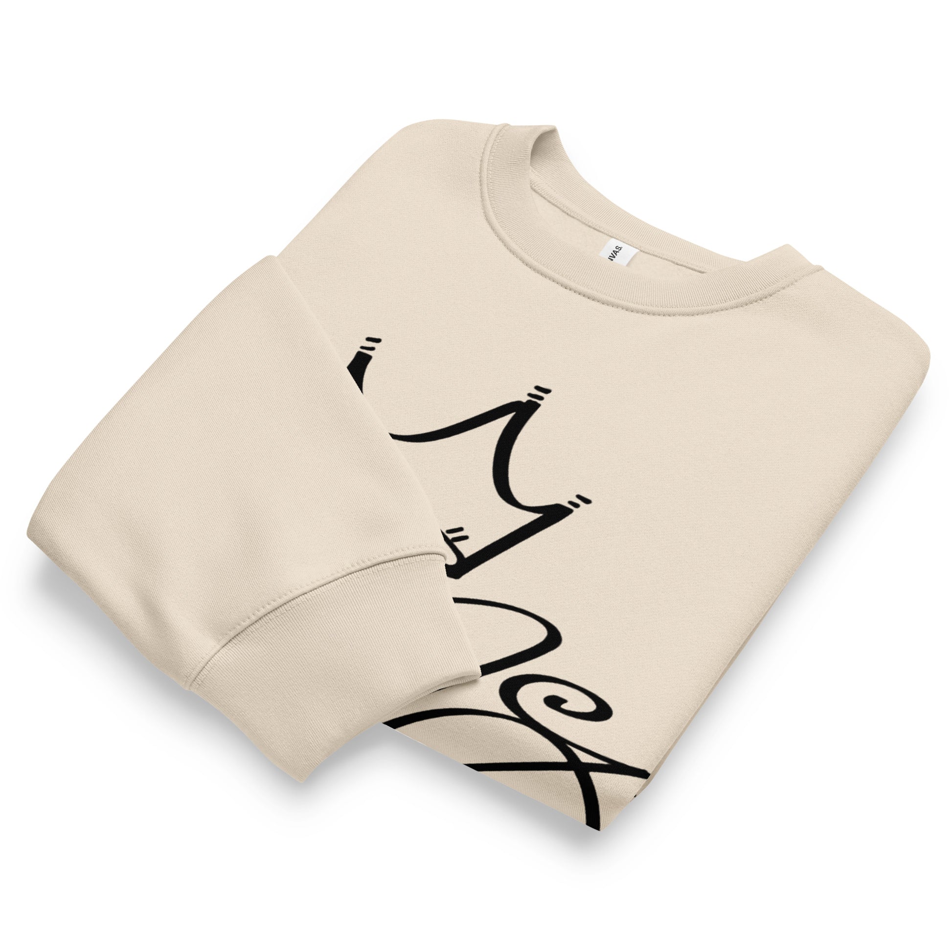 Beige-Mop King Tag Sweatshirt by Graffiti Dad from B.Different Clothing, folded, graffiti-inspired streetwear, oversized heavyweight