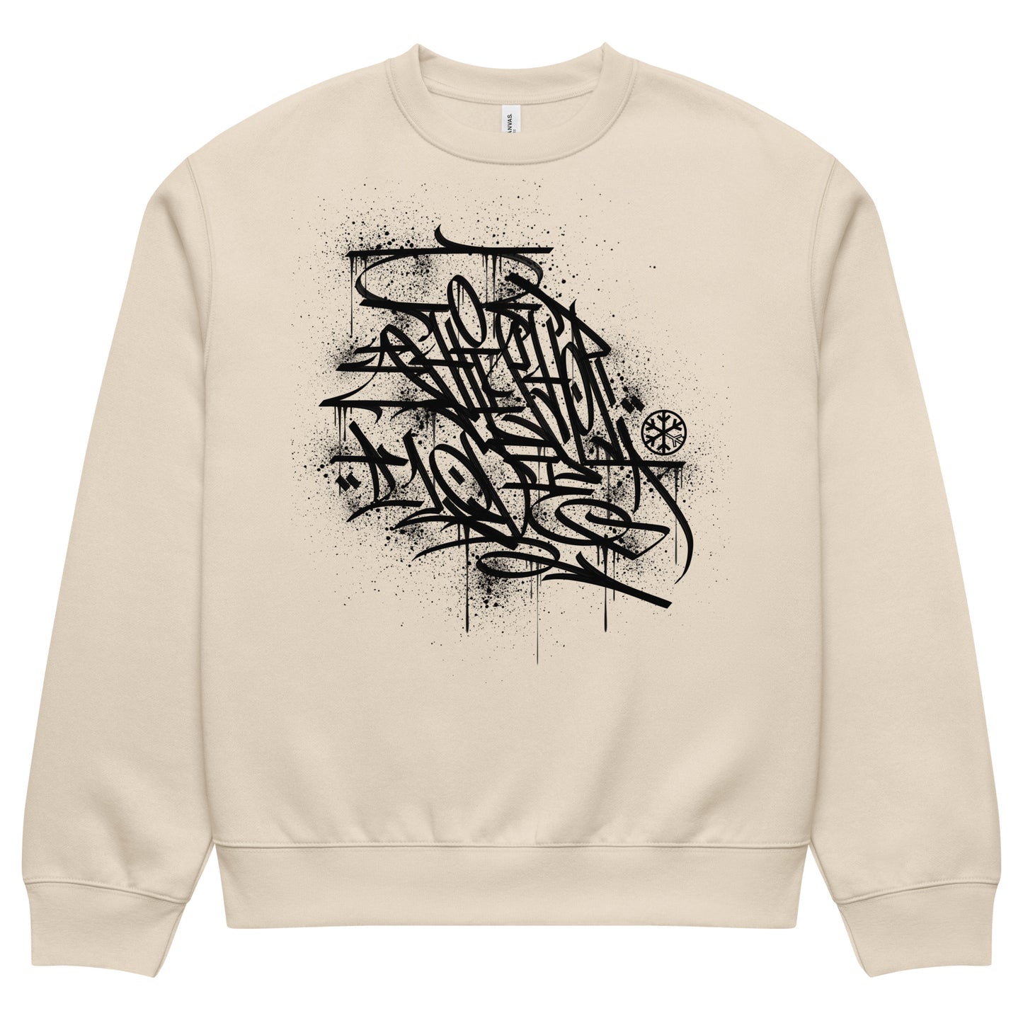 Beige-Hip Hop Love Graffiti Sweatshirt by Shew from B.Different Clothing, front view, graffiti-inspired streetwear, oversized heavyweight