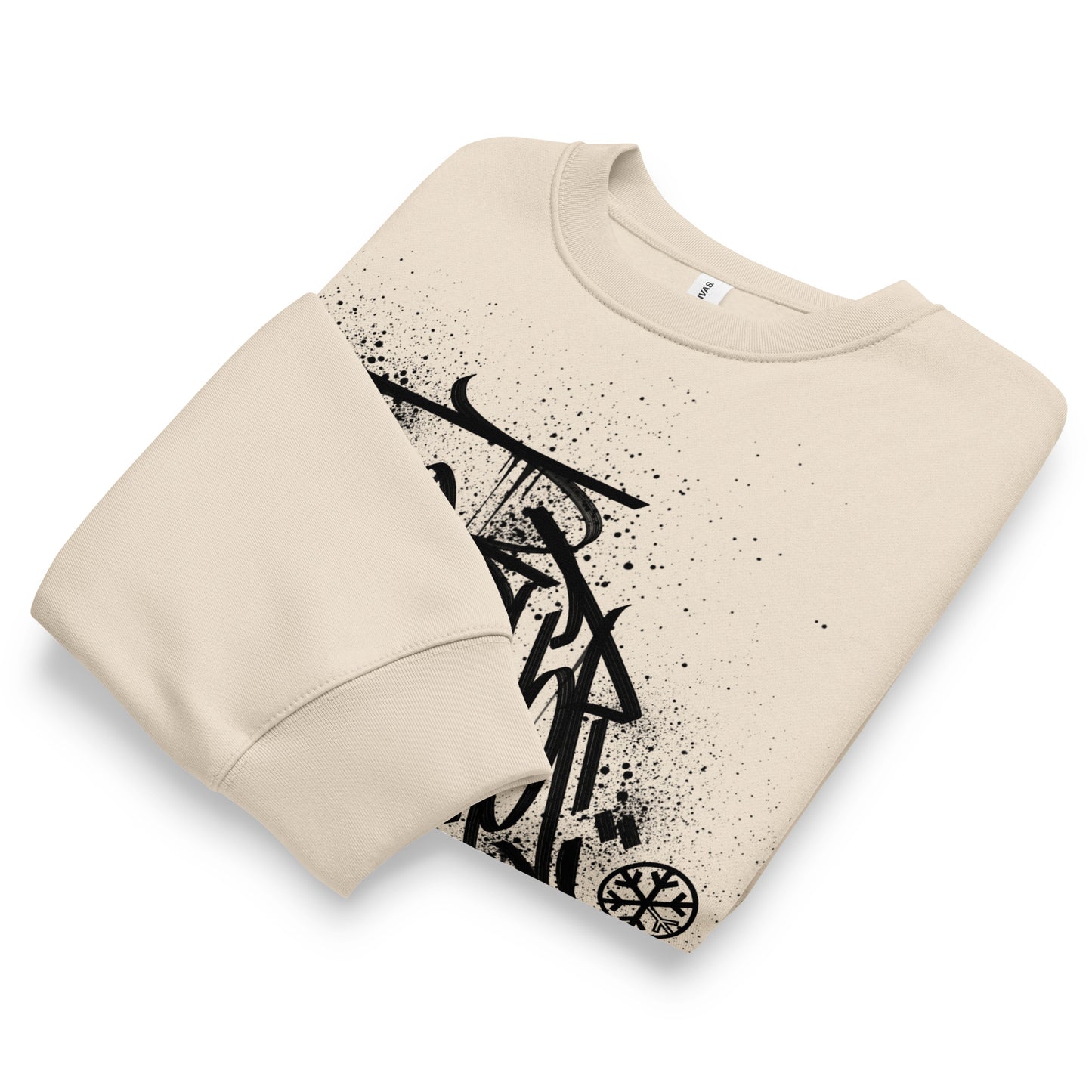 Beige-Hip Hop Love Graffiti Sweatshirt by Shew from B.Different Clothing, folded, graffiti-inspired streetwear, oversized heavyweight