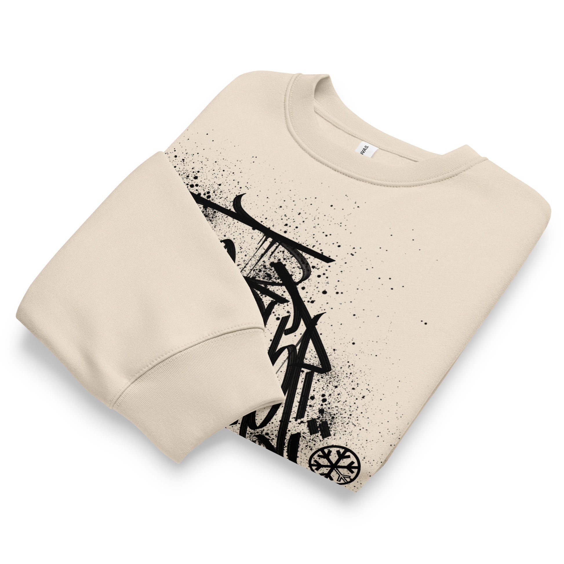 Beige-Hip Hop Love Graffiti Sweatshirt by Shew from B.Different Clothing, folded, graffiti-inspired streetwear, oversized heavyweight