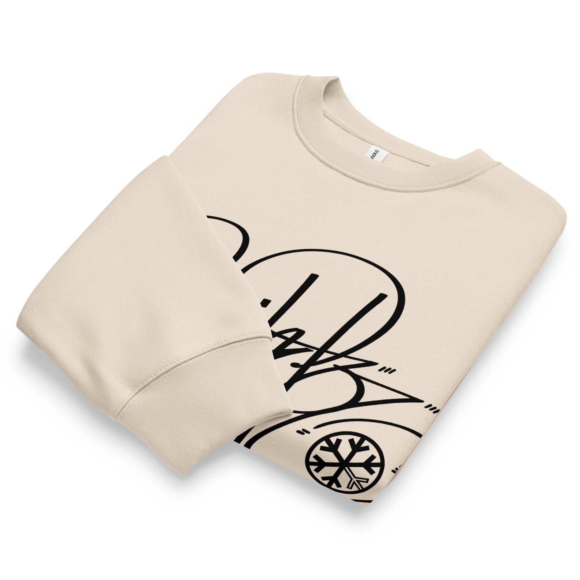 Beige-Writer Tag Sweatshirt by Graffiti Dad from B.Different Clothing, folded, graffiti-inspired streetwear, oversized heavyweight