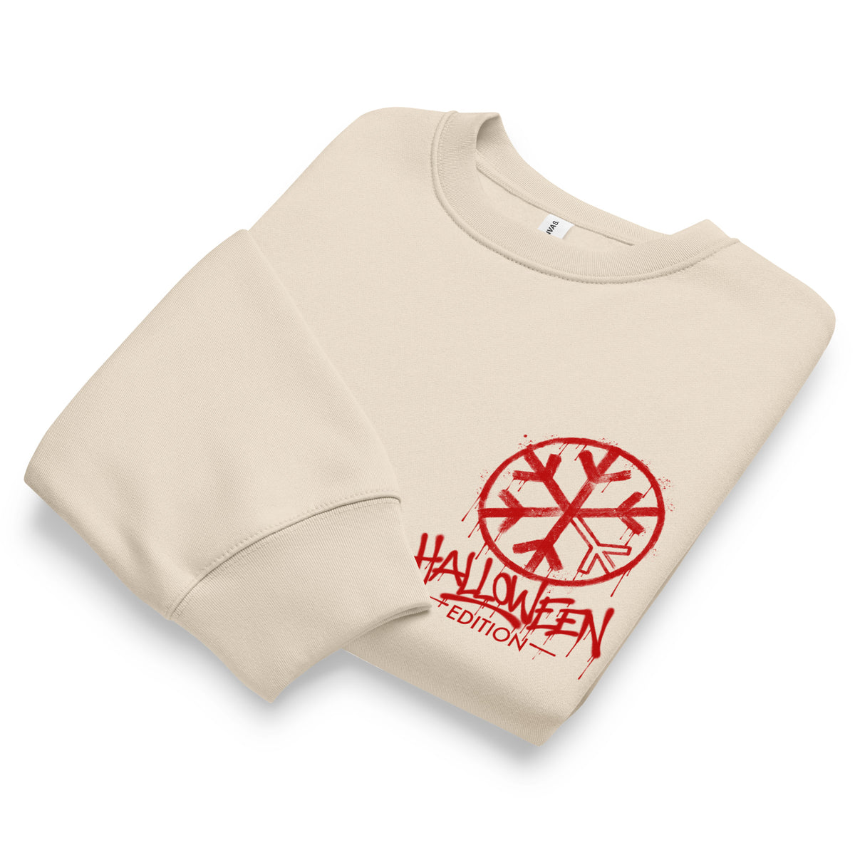 Beige-Raks The Puppet Graffiti Sweatshirt by Emti from B.Different Clothing, folded, graffiti-inspired streetwear, oversized heavyweight
