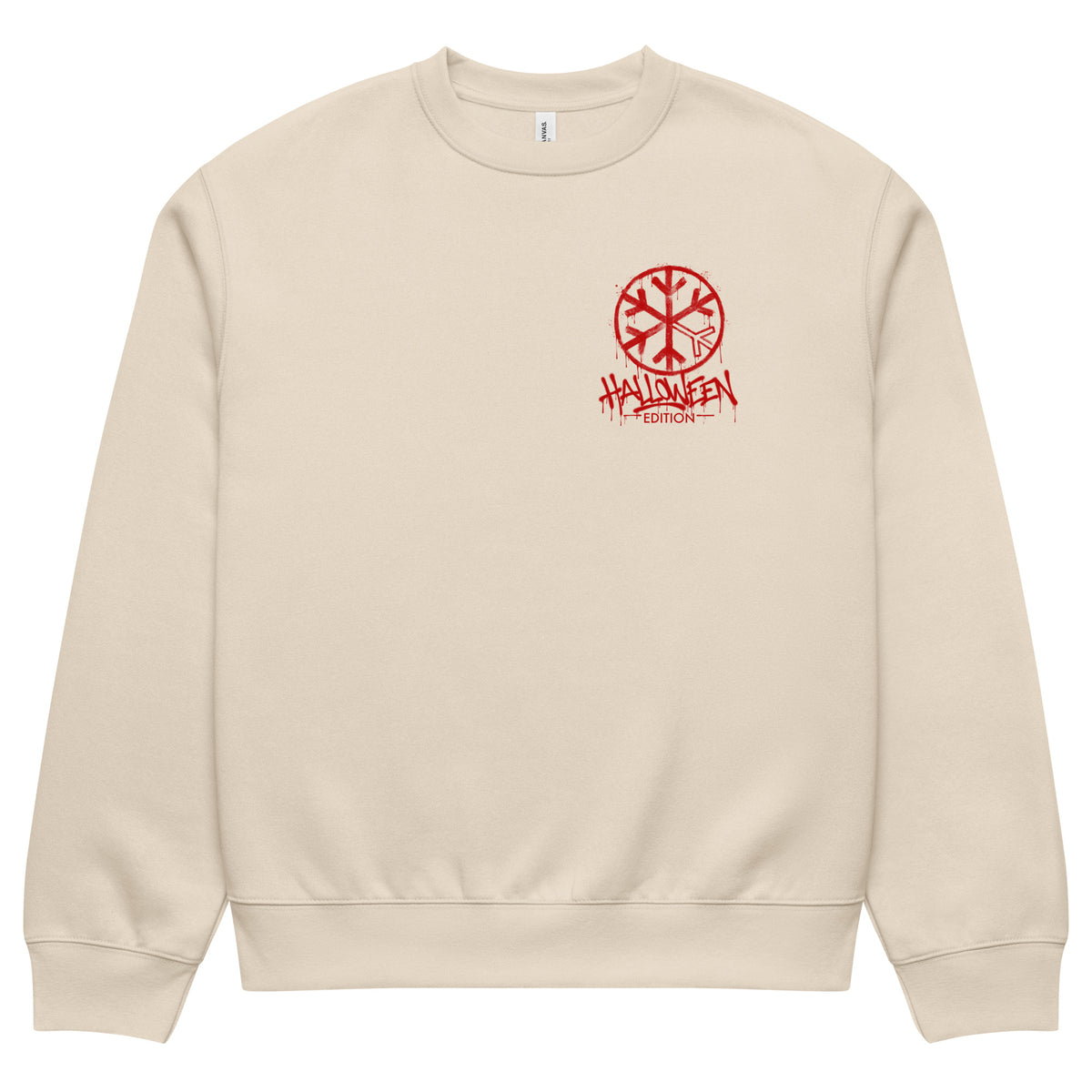 Beige-Raks The Puppet Graffiti Sweatshirt by Emti from B.Different Clothing, front view, graffiti-inspired streetwear, oversized heavyweight