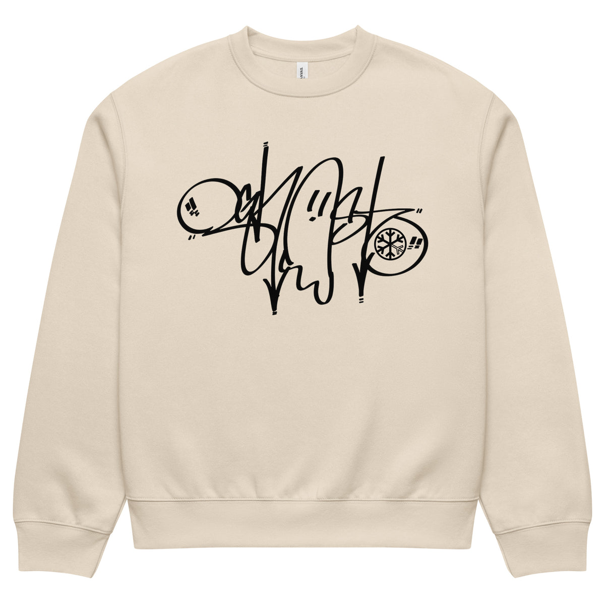 Beige-Ghost Tag Sweatshirt by Graffiti Dad from B.Different Clothing, front view, graffiti-inspired streetwear, oversized heavyweight
