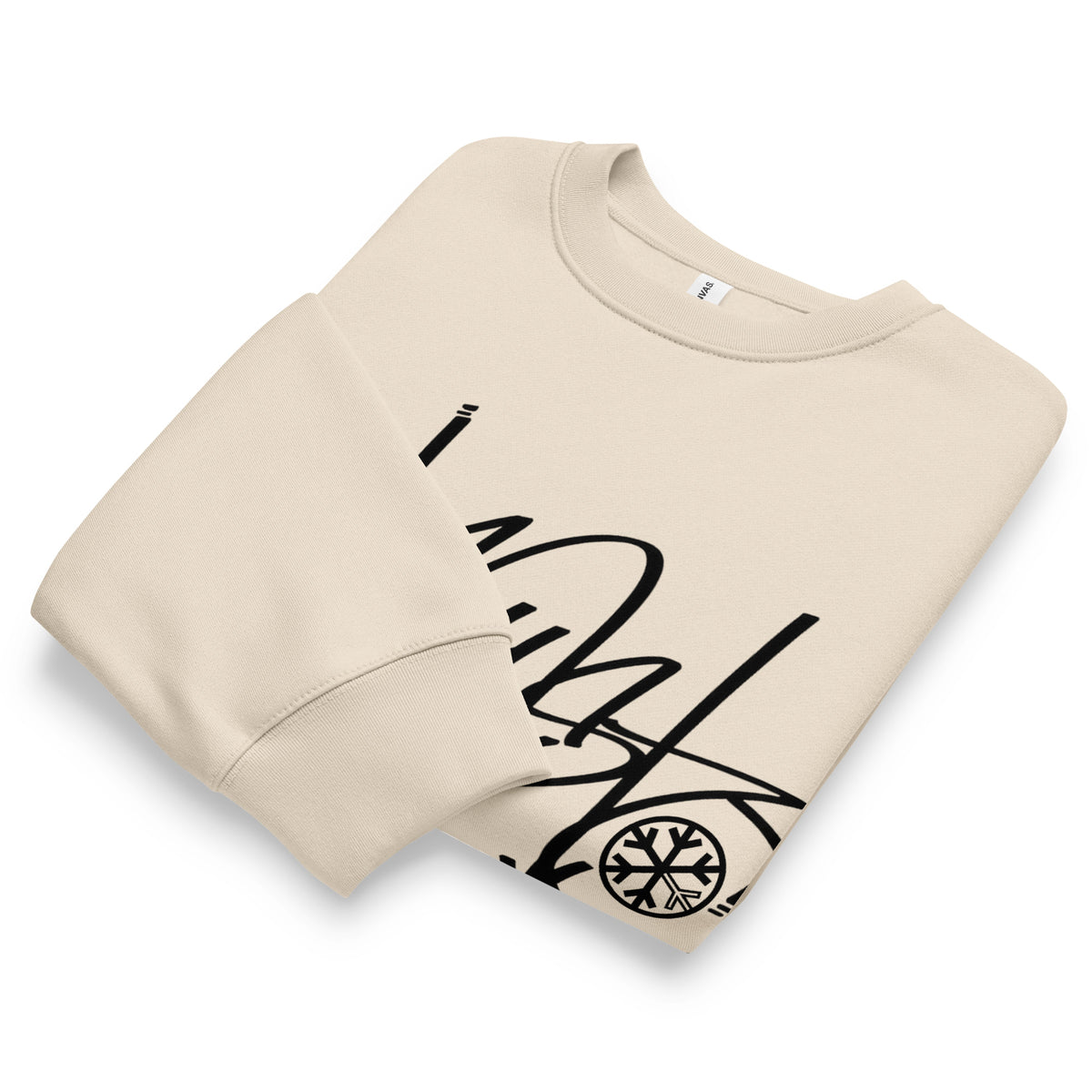 Beige-Ghost Tag Sweatshirt by Graffiti Dad from B.Different Clothing, folded, graffiti-inspired streetwear, oversized heavyweight