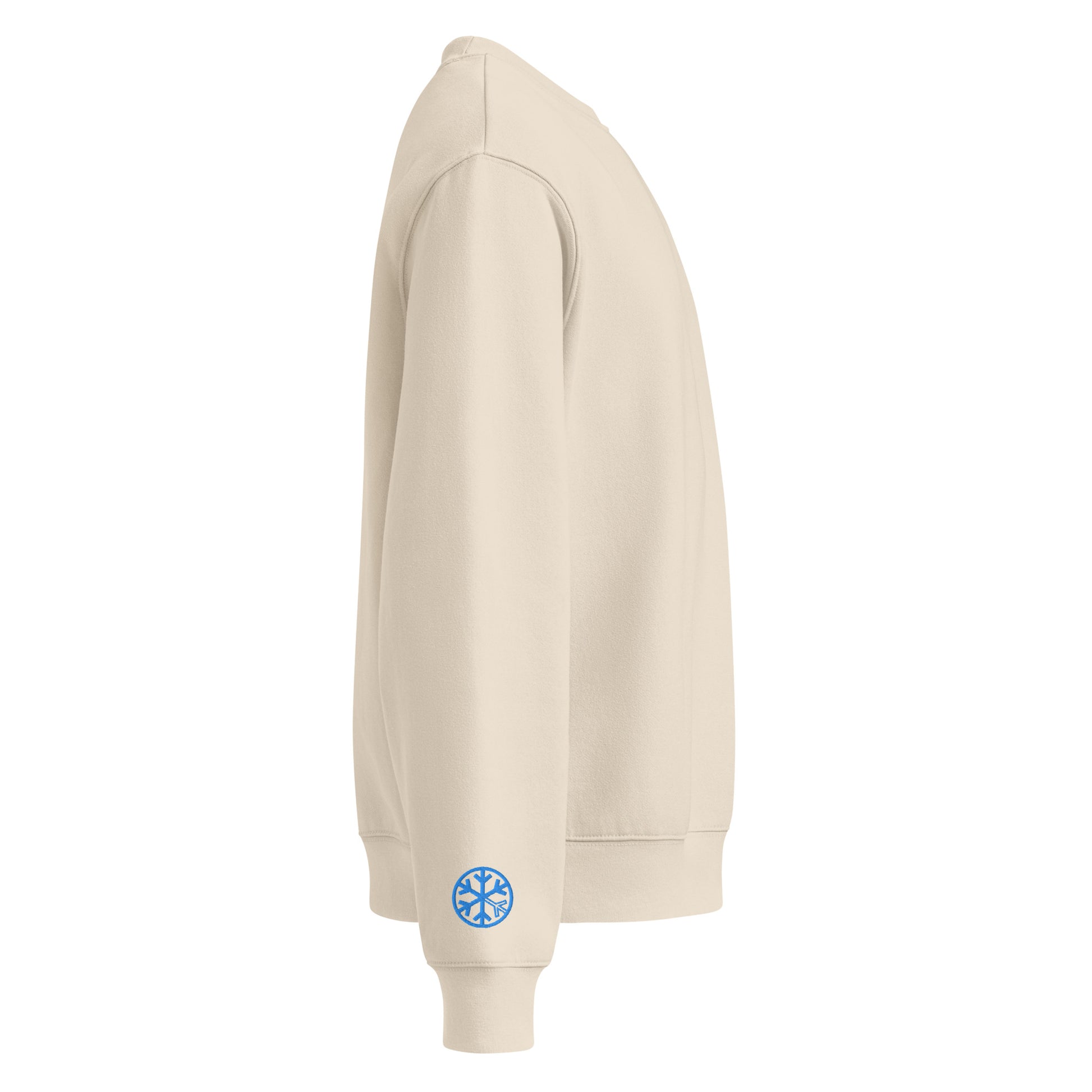 Beige-Pixel Balaclava Graffiti Sweatshirt from B.Different Clothing, side view, graffiti-inspired streetwear, oversized heavyweight